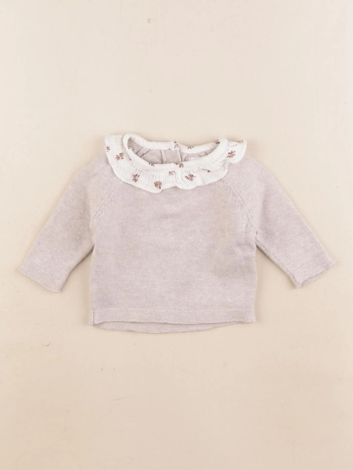 Vertbaudet - pull beige - 1 mois