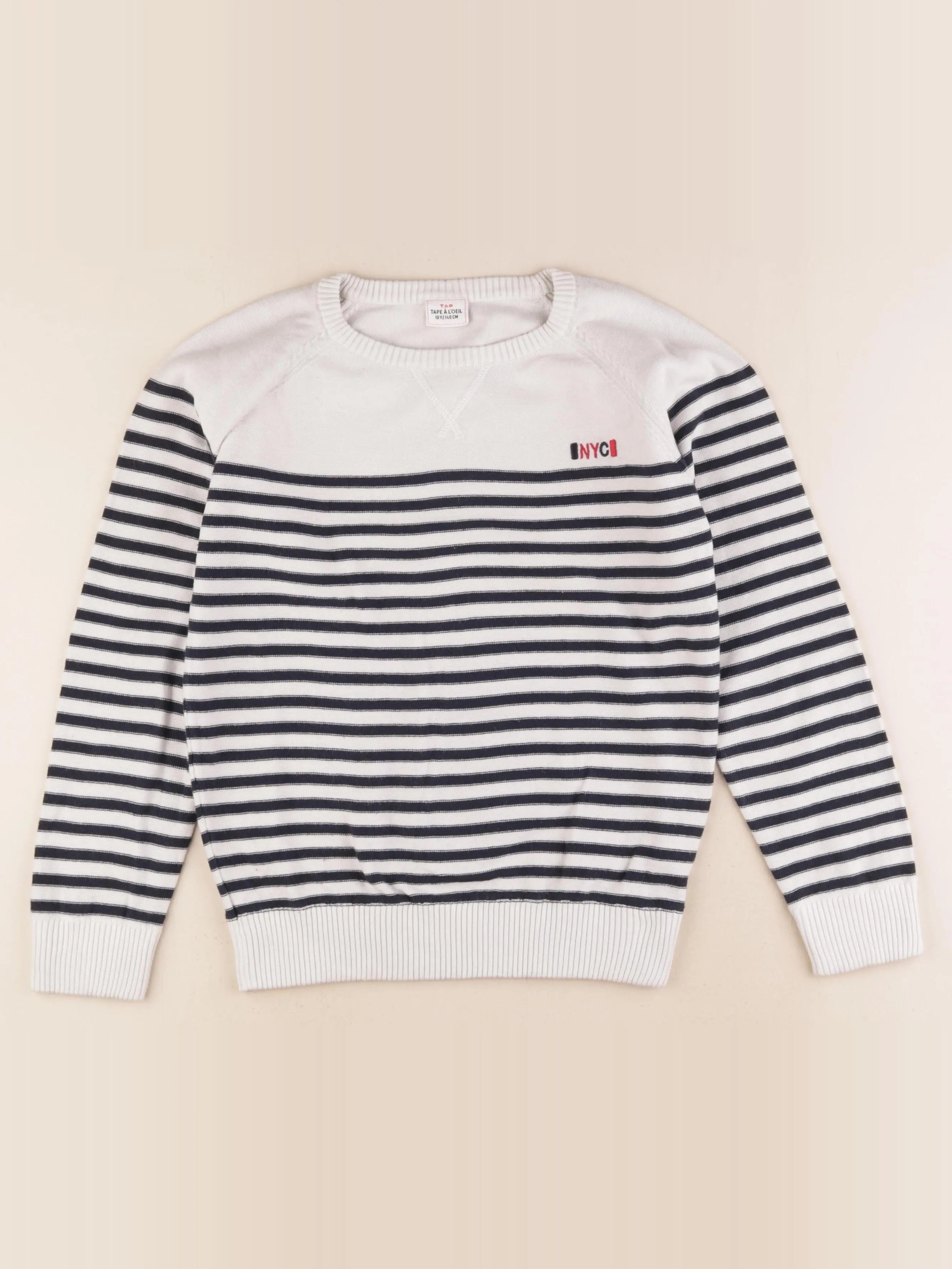 Tape à l'oeil - pull bleu, blanc - 10 ans