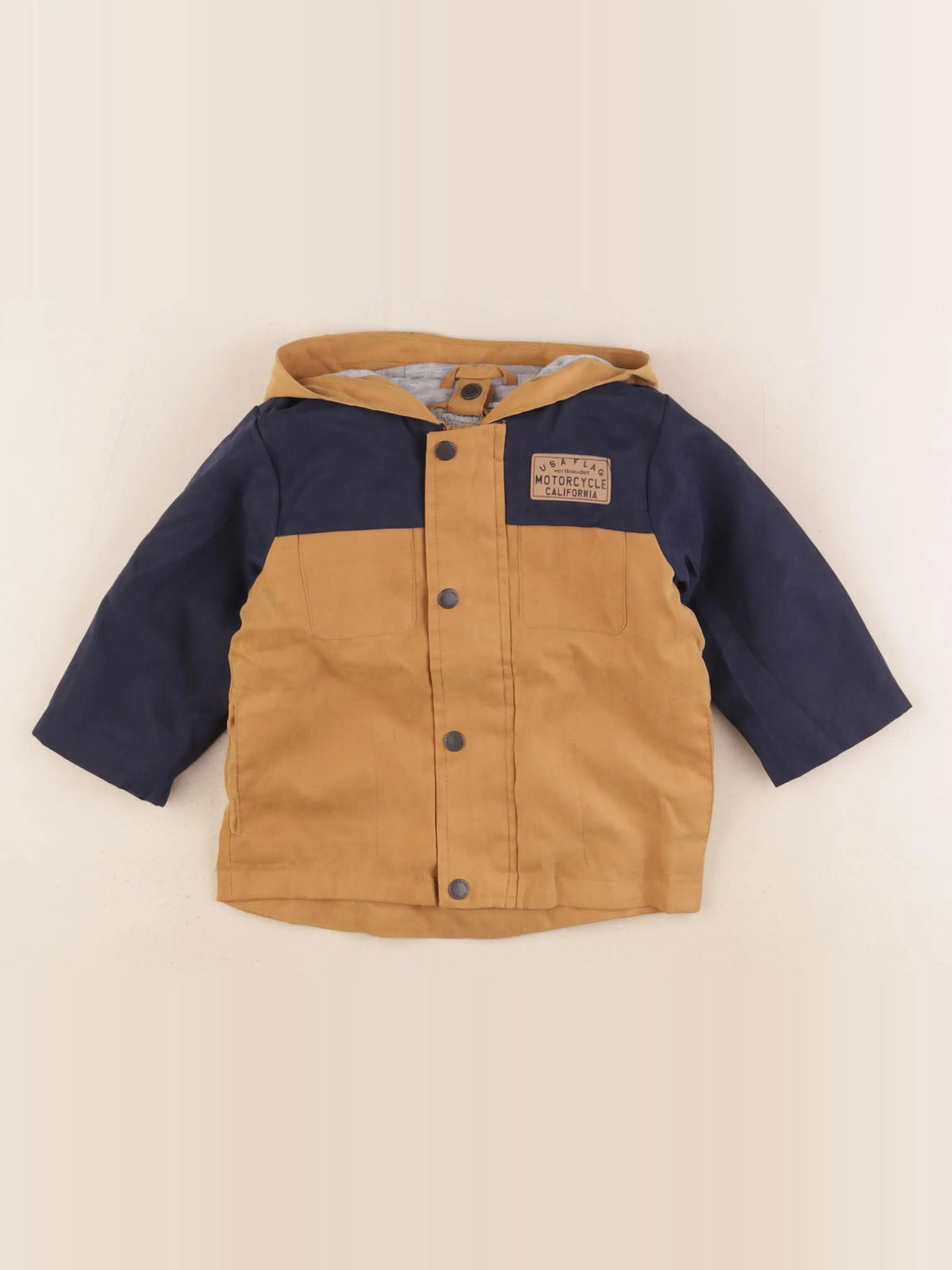 Vertbaudet - manteau doublure amovible bleu, marron - 12 mois