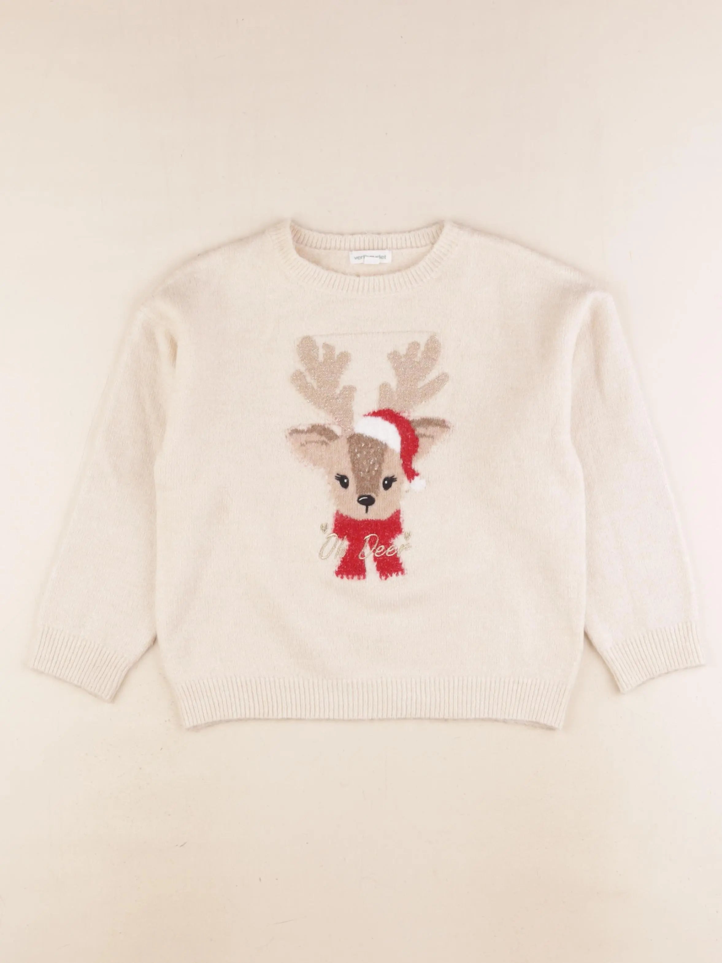 Vertbaudet - pull beige, or - 6 ans