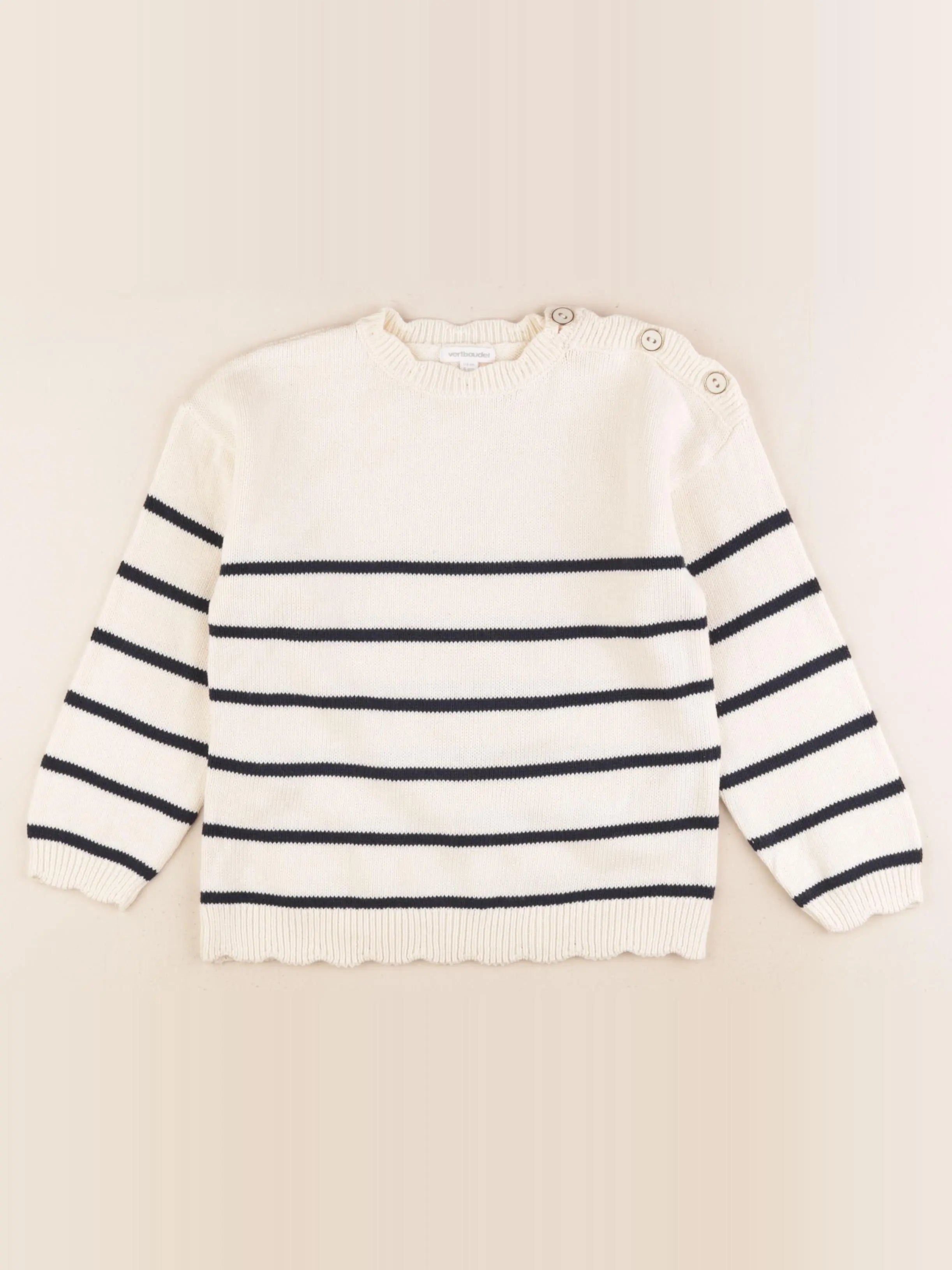 Vertbaudet - pull beige - 6 ans