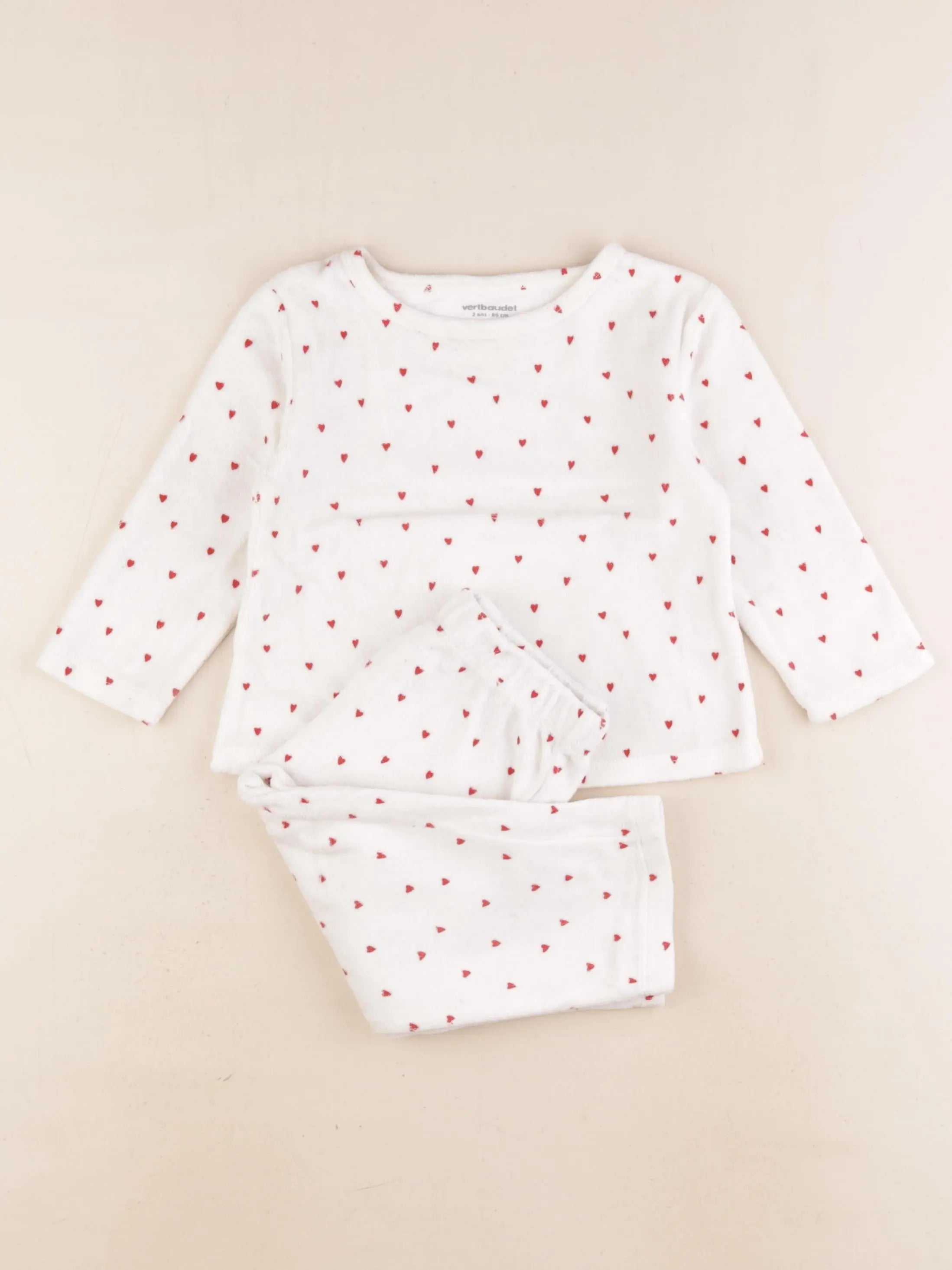 Vertbaudet - pyjama velours blanc - 2 ans