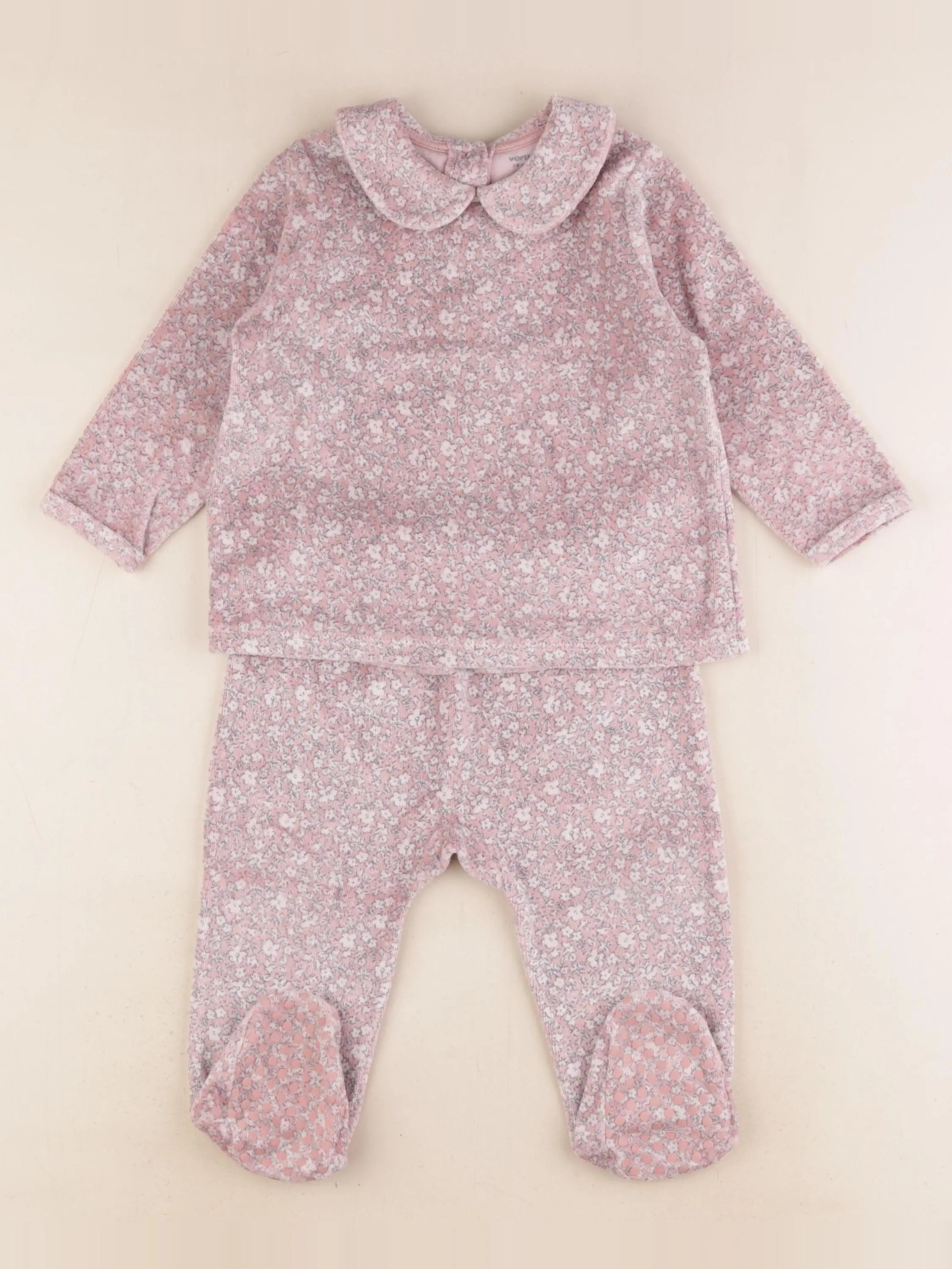 Vertbaudet - pyjama velours rose - 18 mois