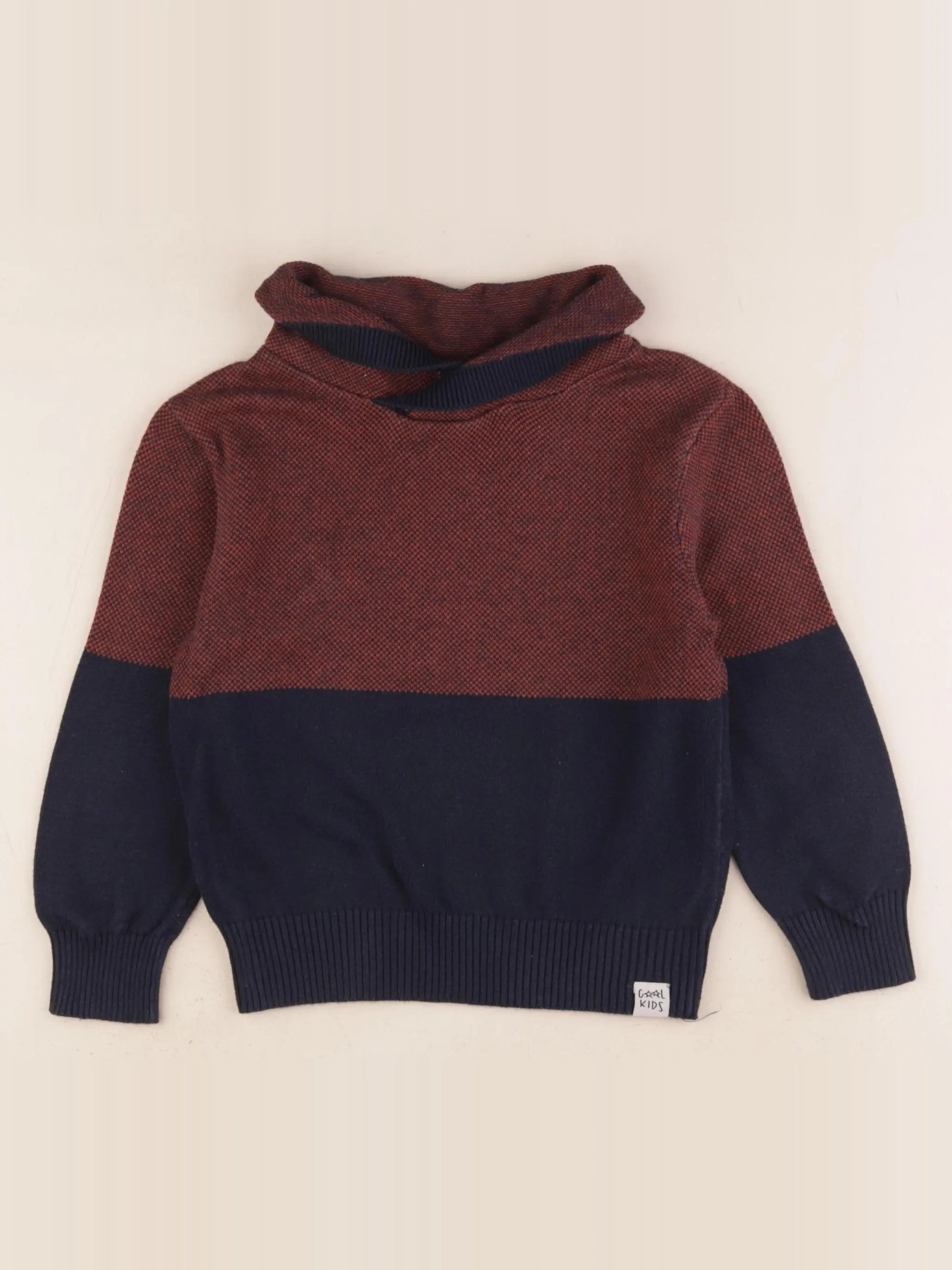 Vertbaudet - pull bleu, marron - 4 ans