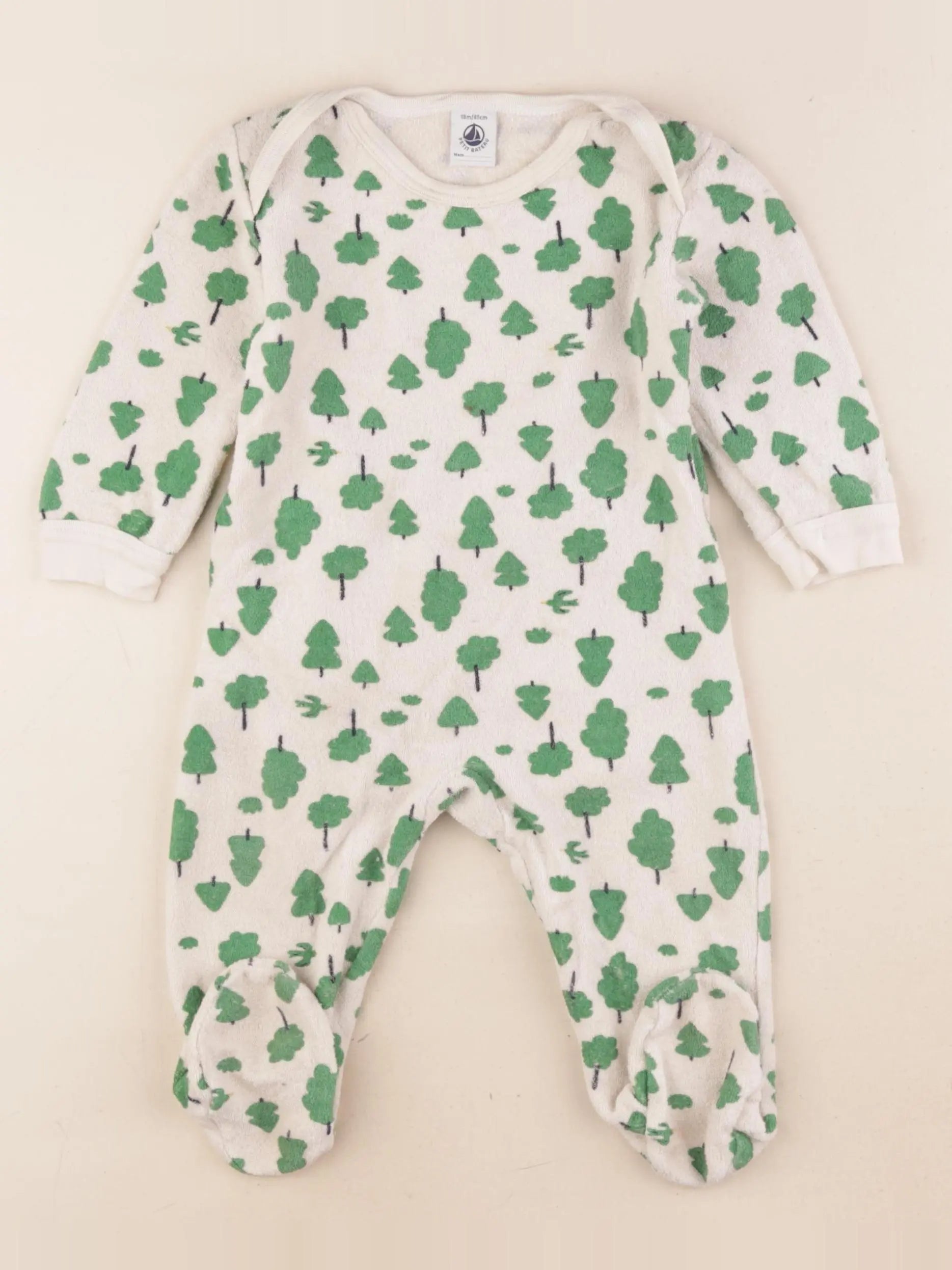 Petit Bateau - pyjama coton vert - 18 mois