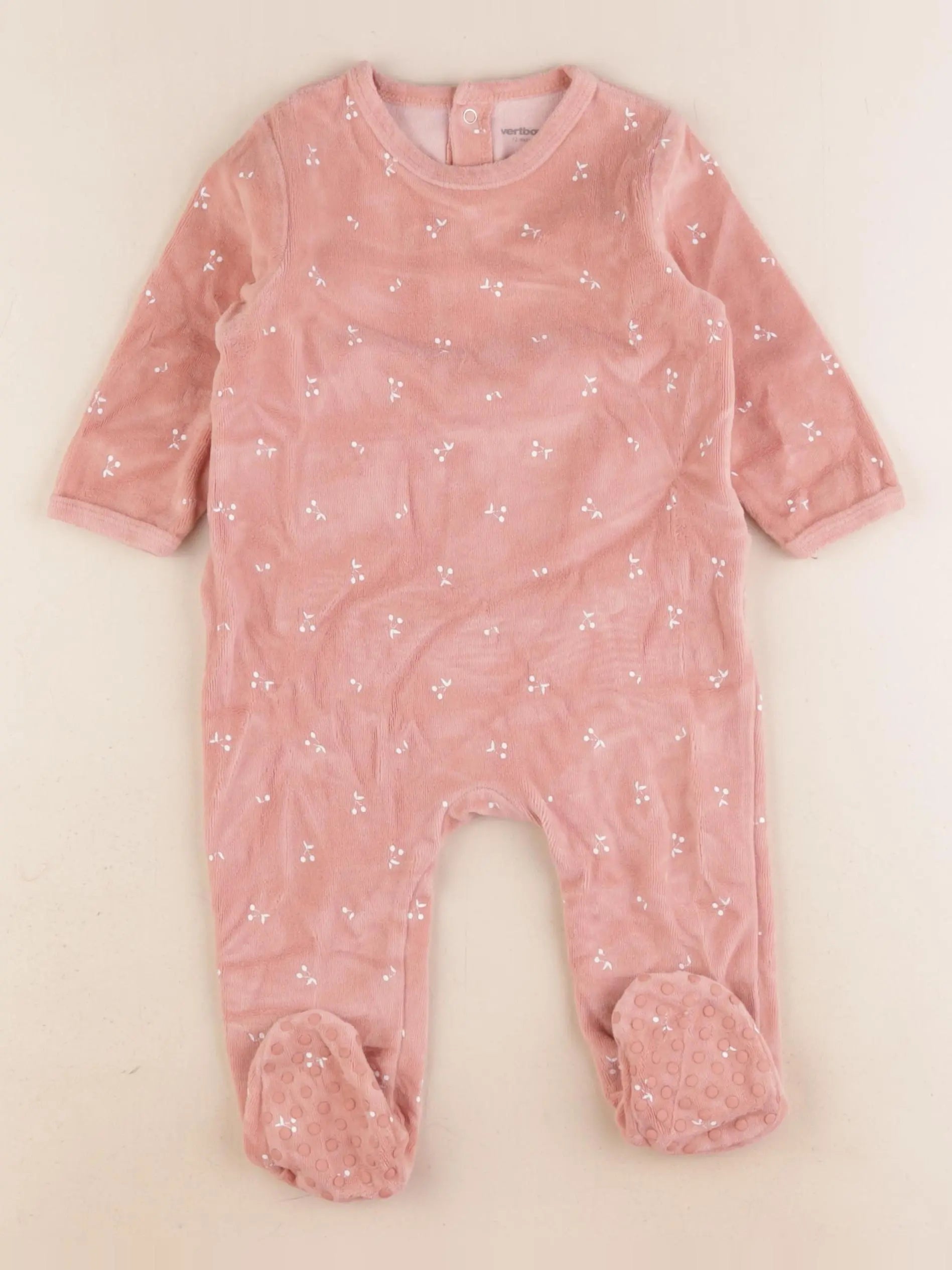 Vertbaudet - pyjama velours rose - 12 mois