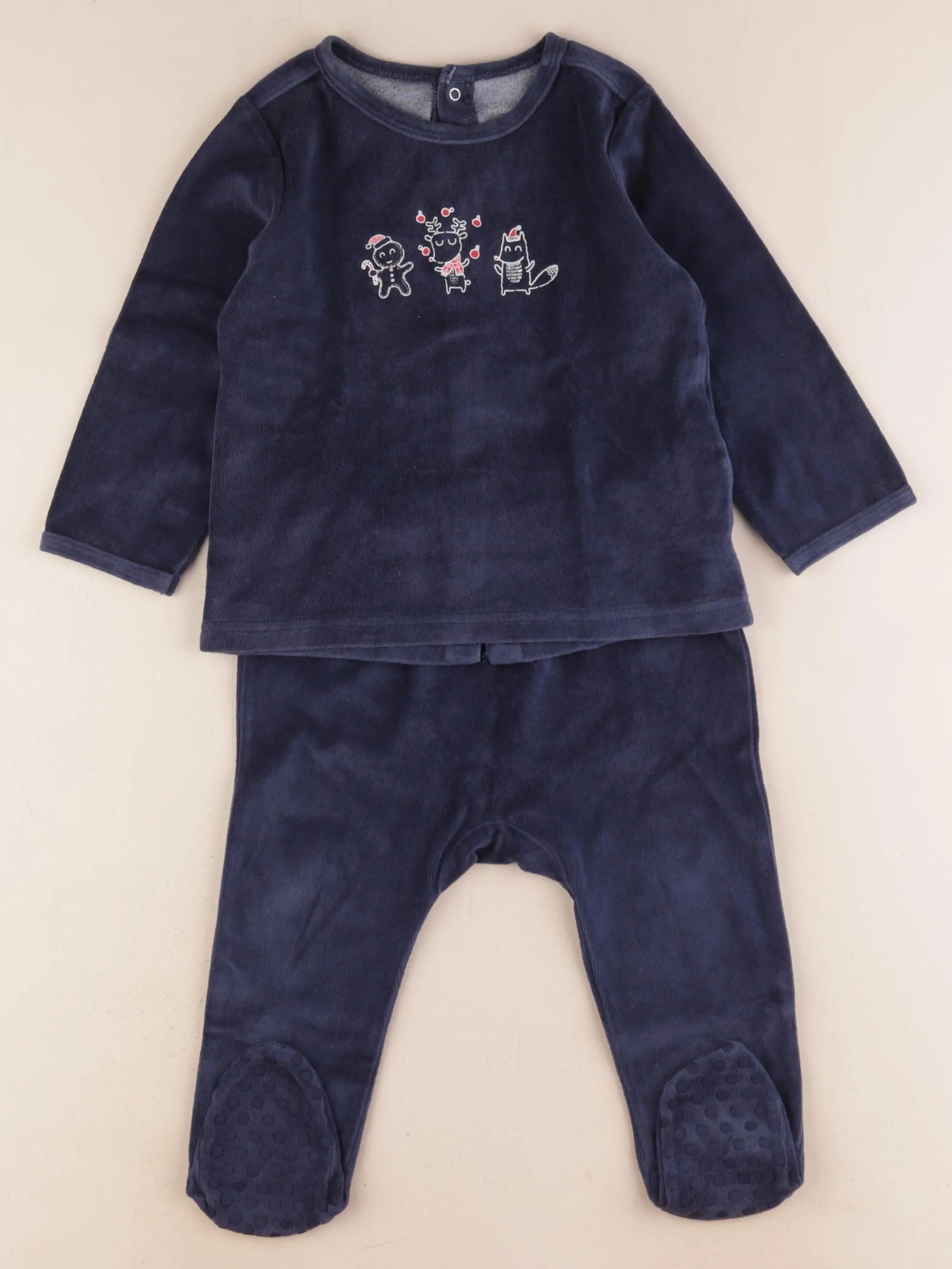 Vertbaudet - pyjama velours bleu - 2 ans