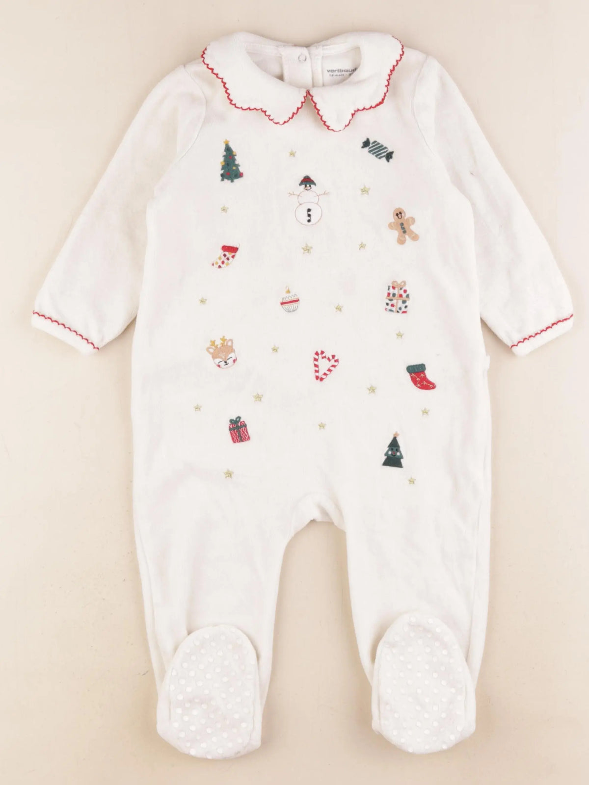 Vertbaudet - pyjama velours blanc - 18 mois