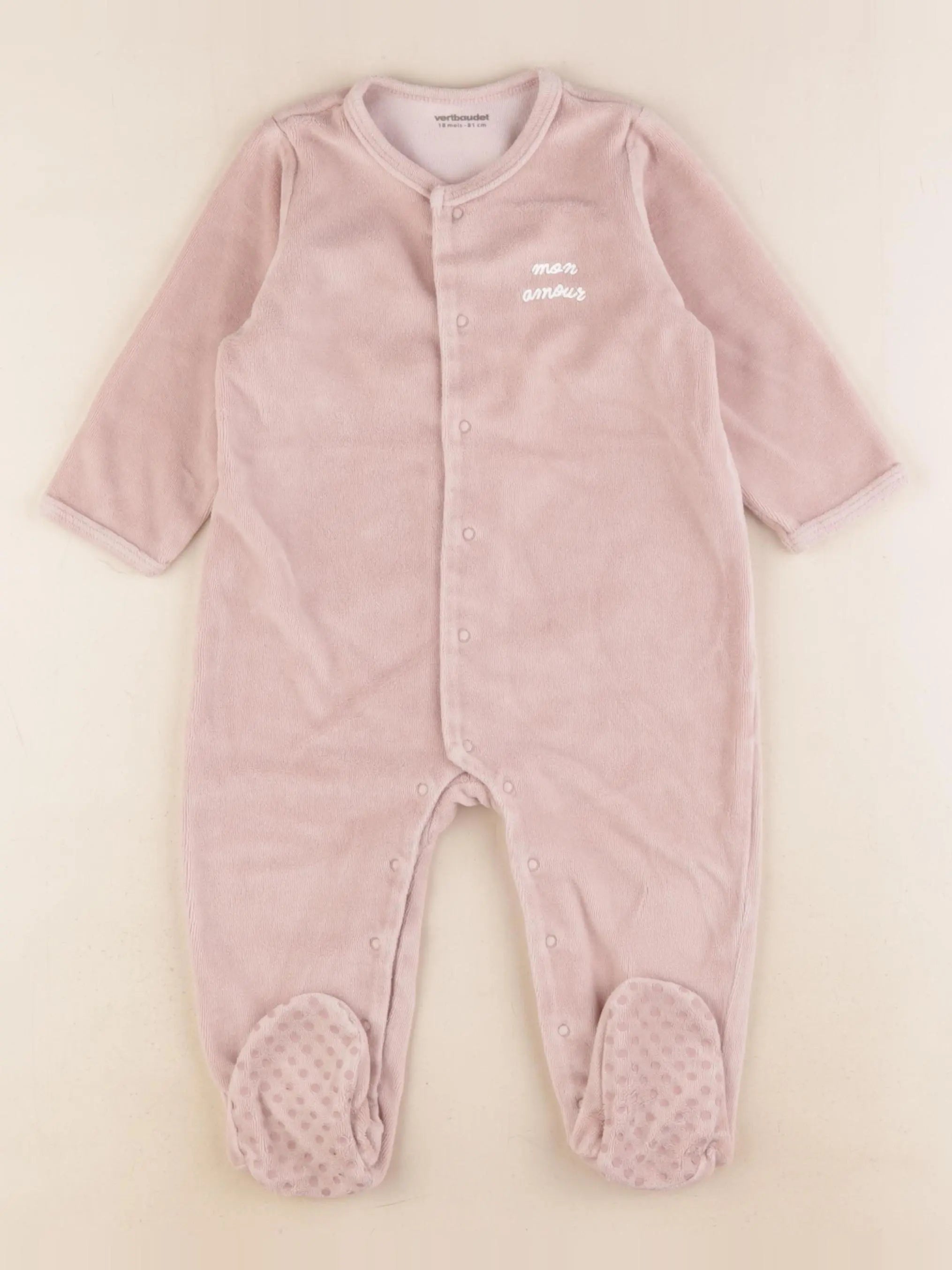 Vertbaudet - pyjama velours rose - 18 mois