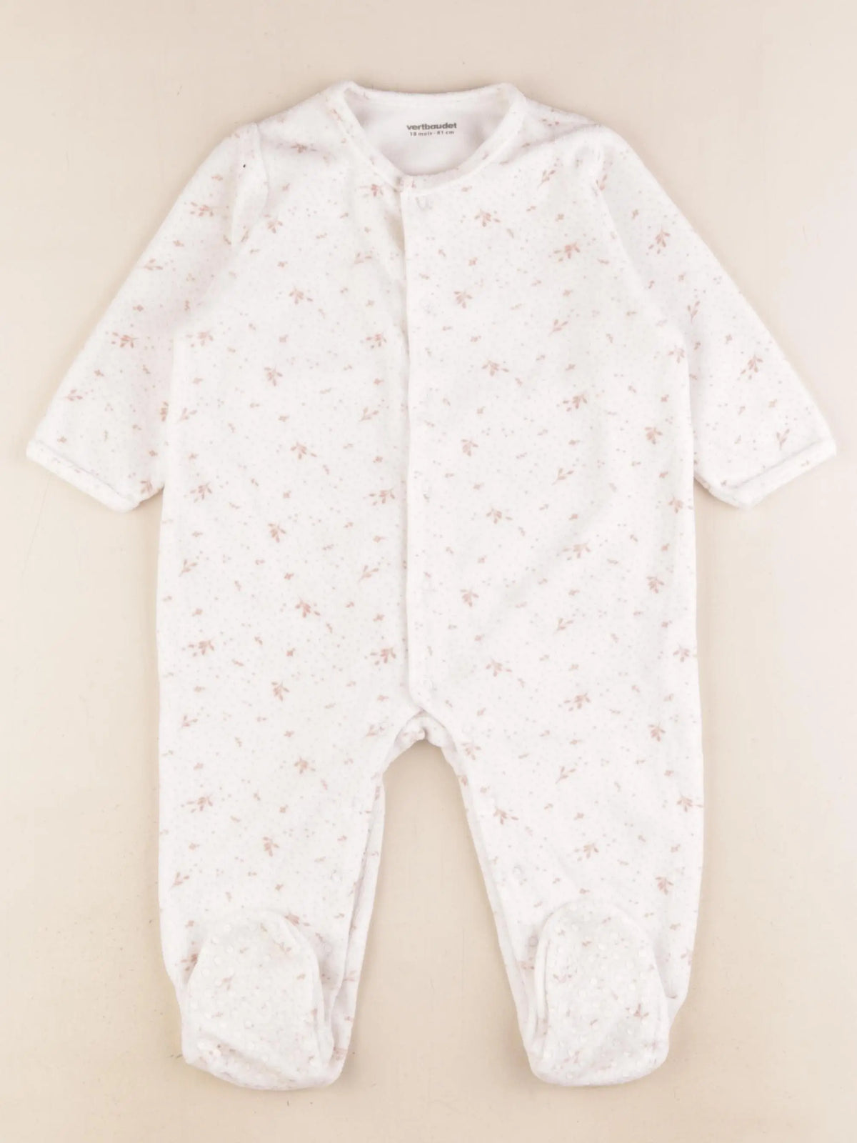 Vertbaudet - pyjama velours rose, blanc - 18 mois