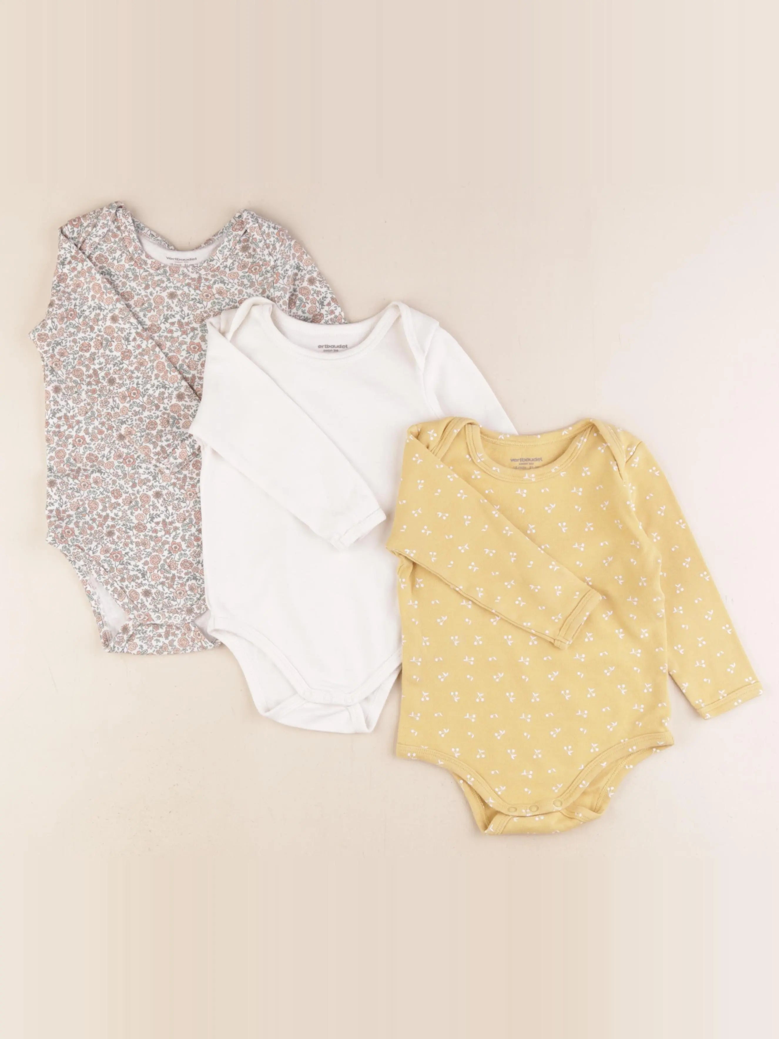 Vertbaudet - lot de 3 bodies en coton multicolore - 18 mois