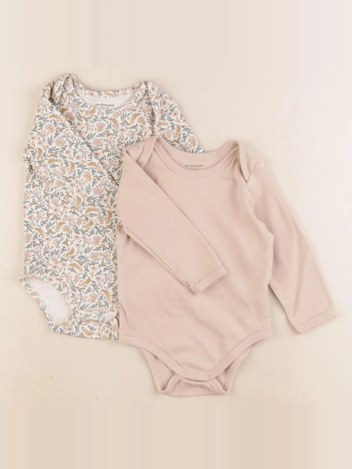 Vertbaudet - lot de 2 bodies en coton multicolore - 18 mois