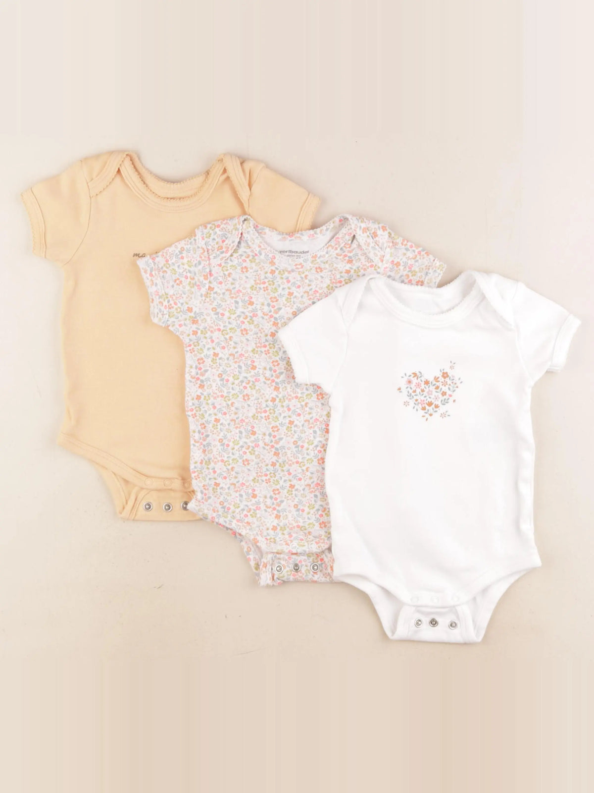 Vertbaudet - lot de 3 bodies en coton multicolore - 18 mois