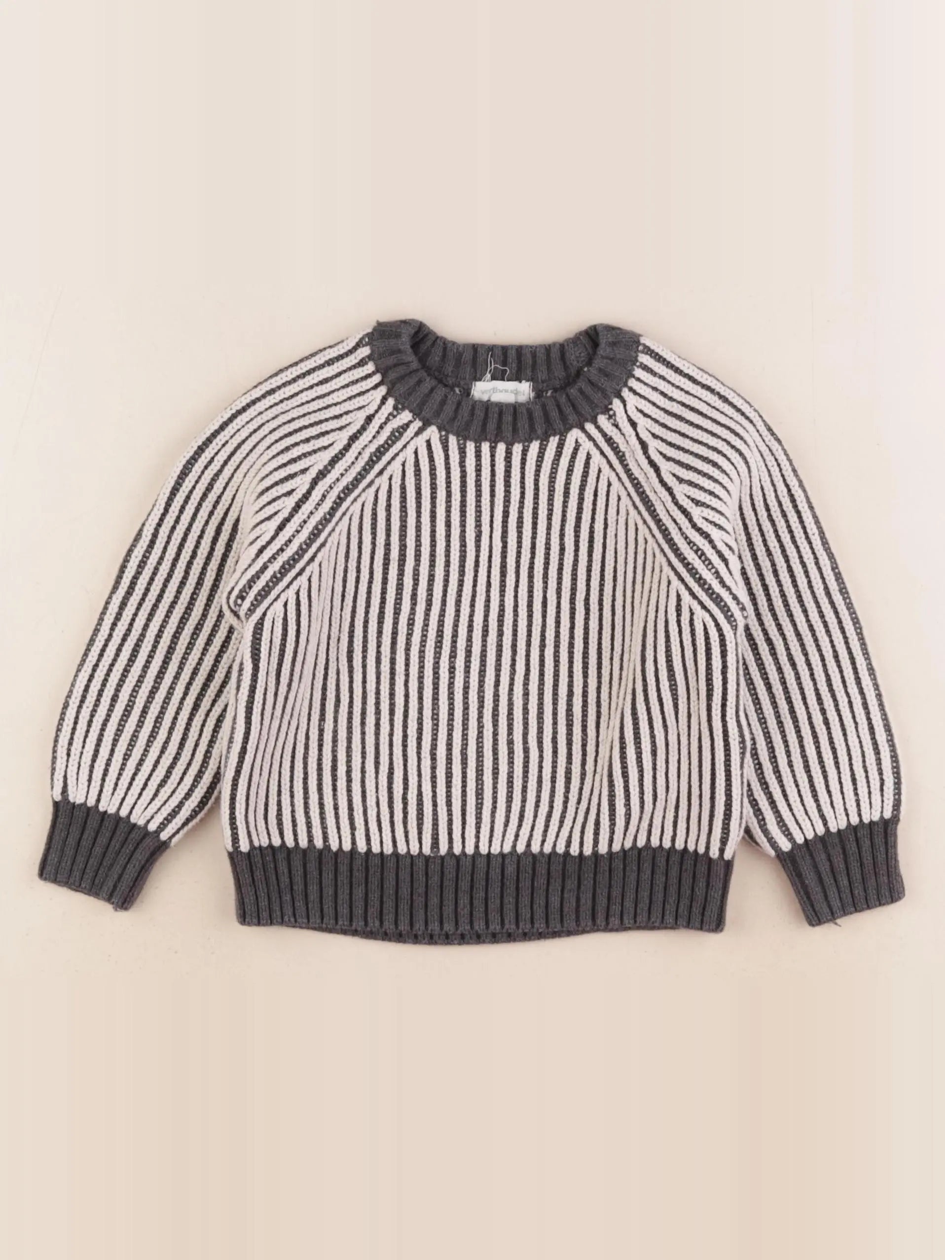 Vertbaudet - pull gris, beige - 3 ans