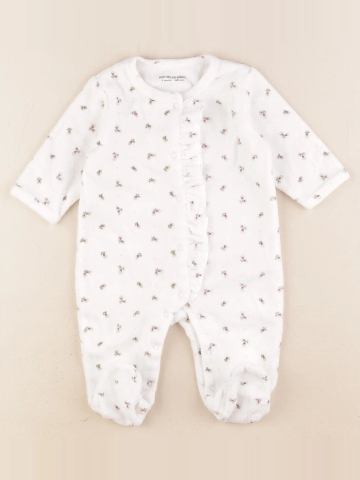 Vertbaudet - pyjama velours blanc - 3 mois