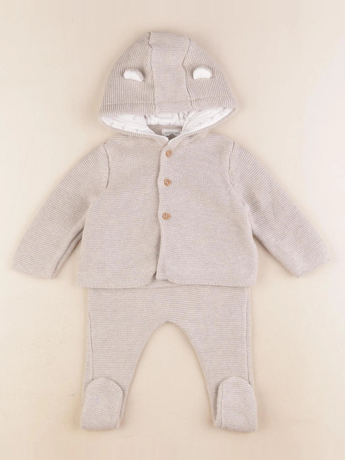Vertbaudet - ensemble beige - 6 mois