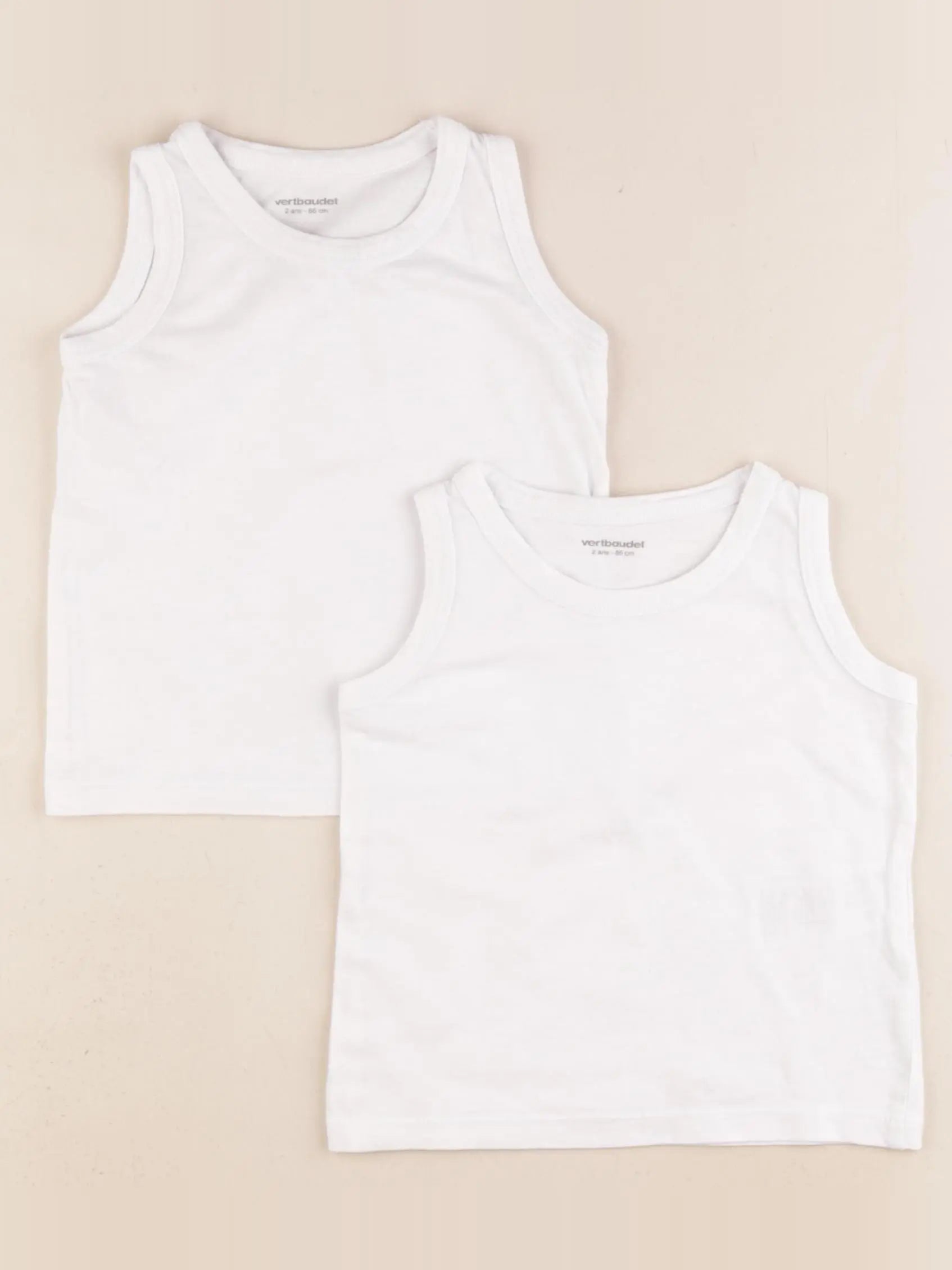 Vertbaudet - lot de 2 maillots de corps blanc - 2 ans