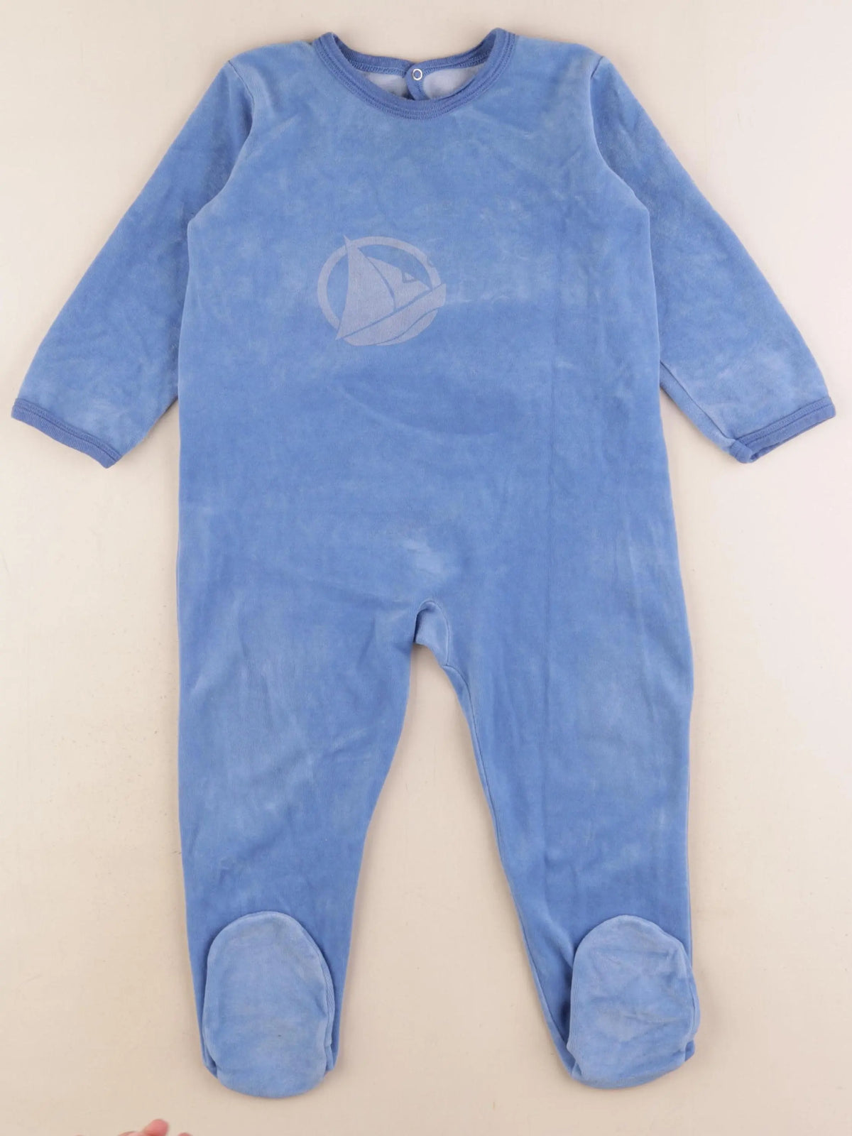 Petit Bateau - pyjama velours bleu - 36 mois