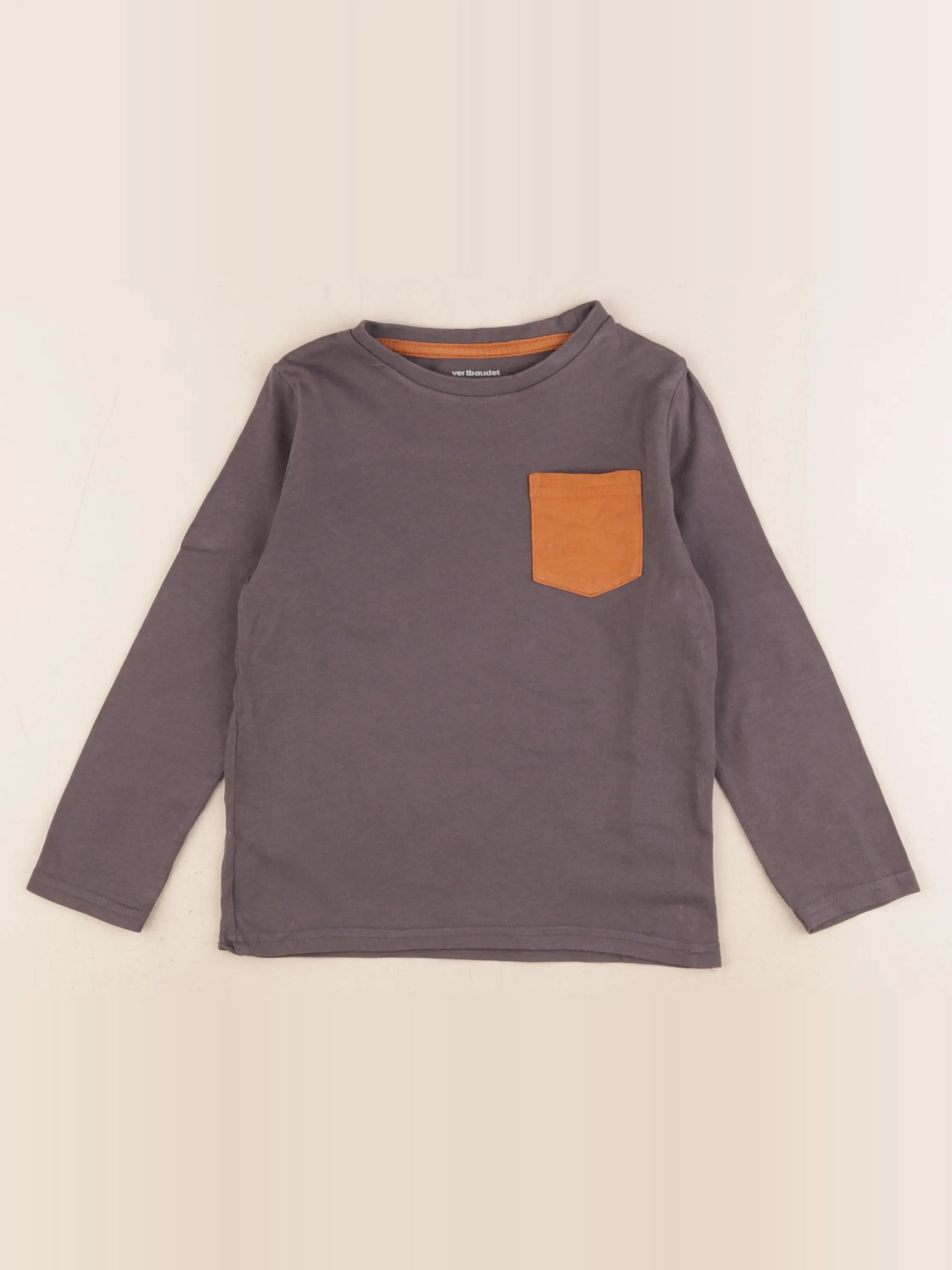 Vertbaudet - tee-shirt marron, gris - 4 ans