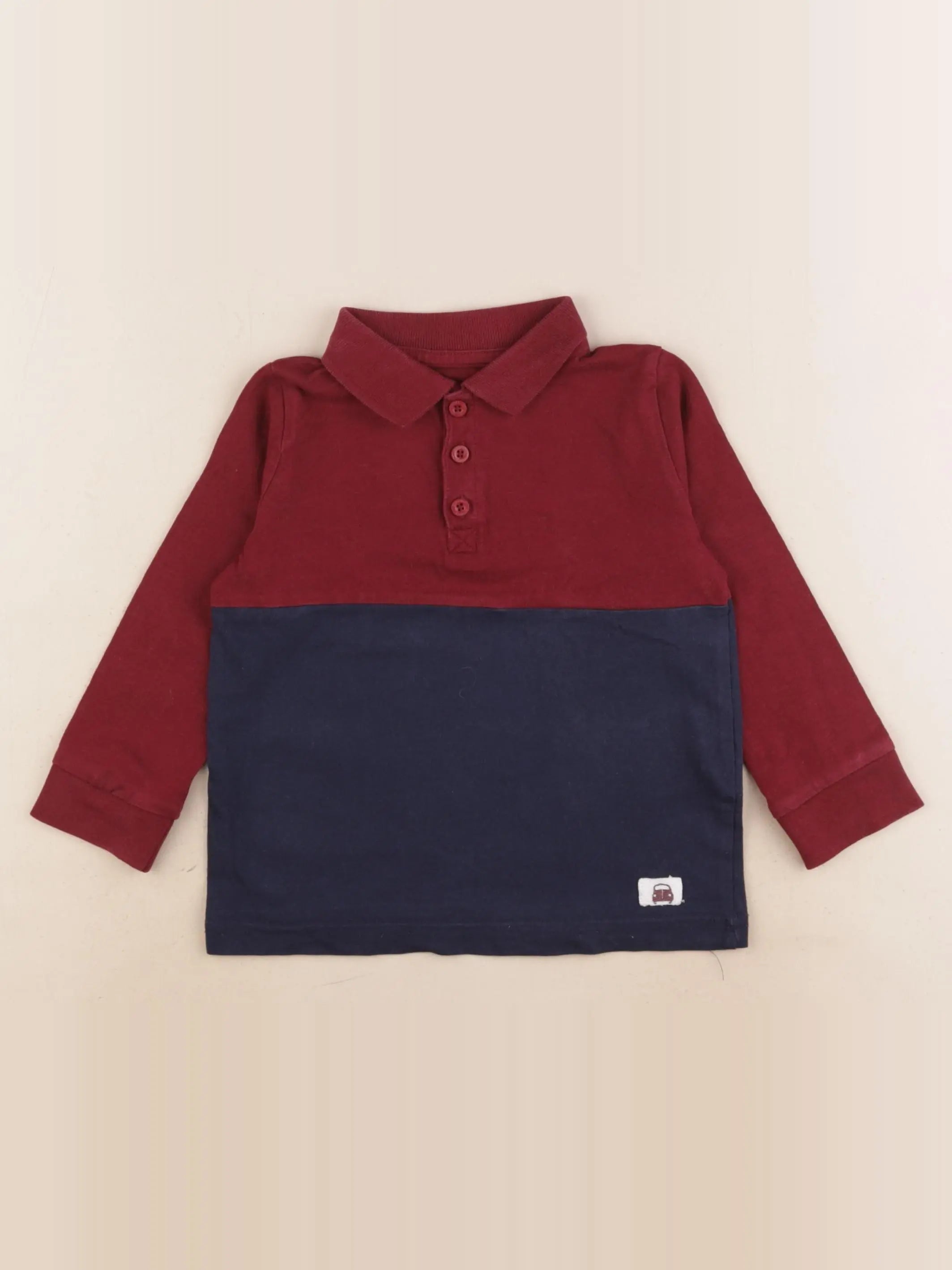 Vertbaudet - polo bleu, rouge - 3 ans