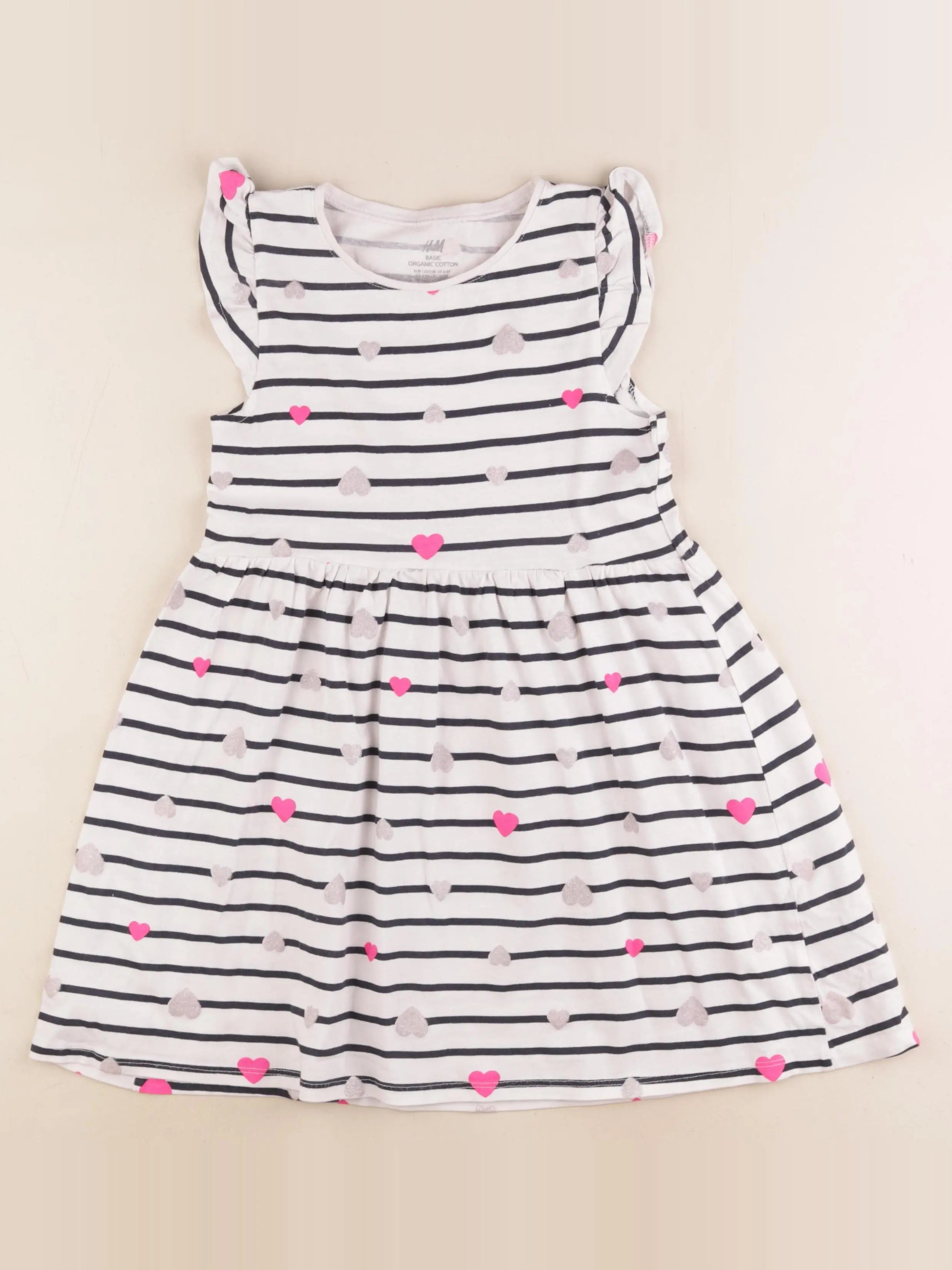 H&M - robe blanc, bleu - 6/8 ans