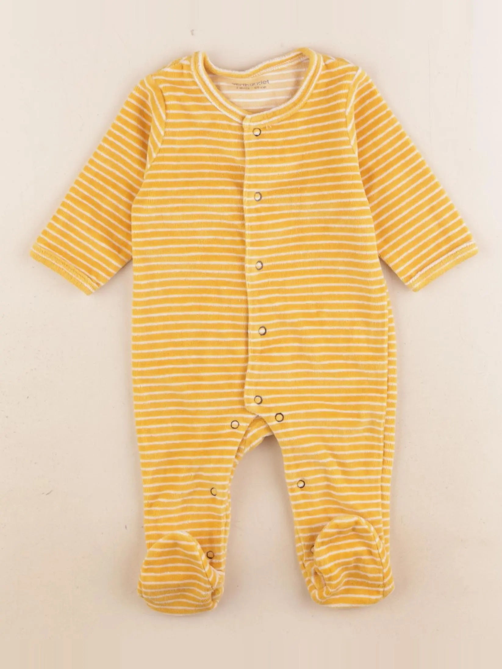 Vertbaudet - pyjama velours jaune - 3 mois