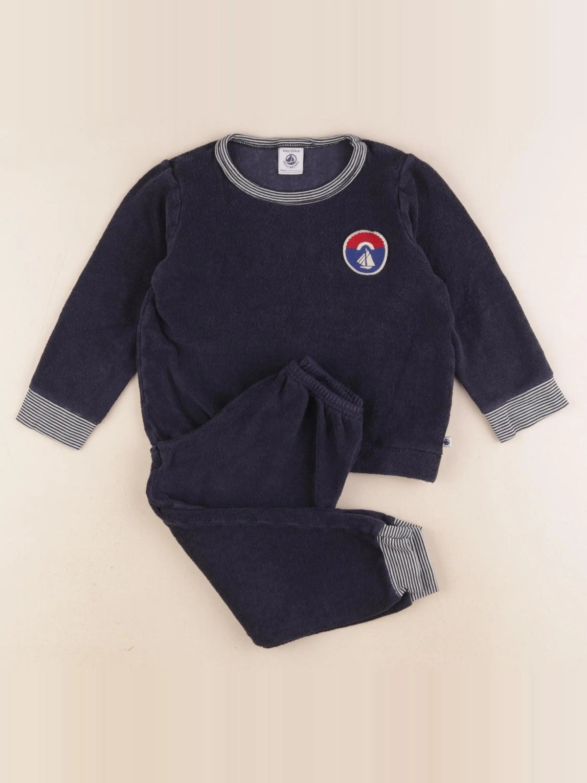 Petit Bateau - pyjama velours bleu - 4 ans