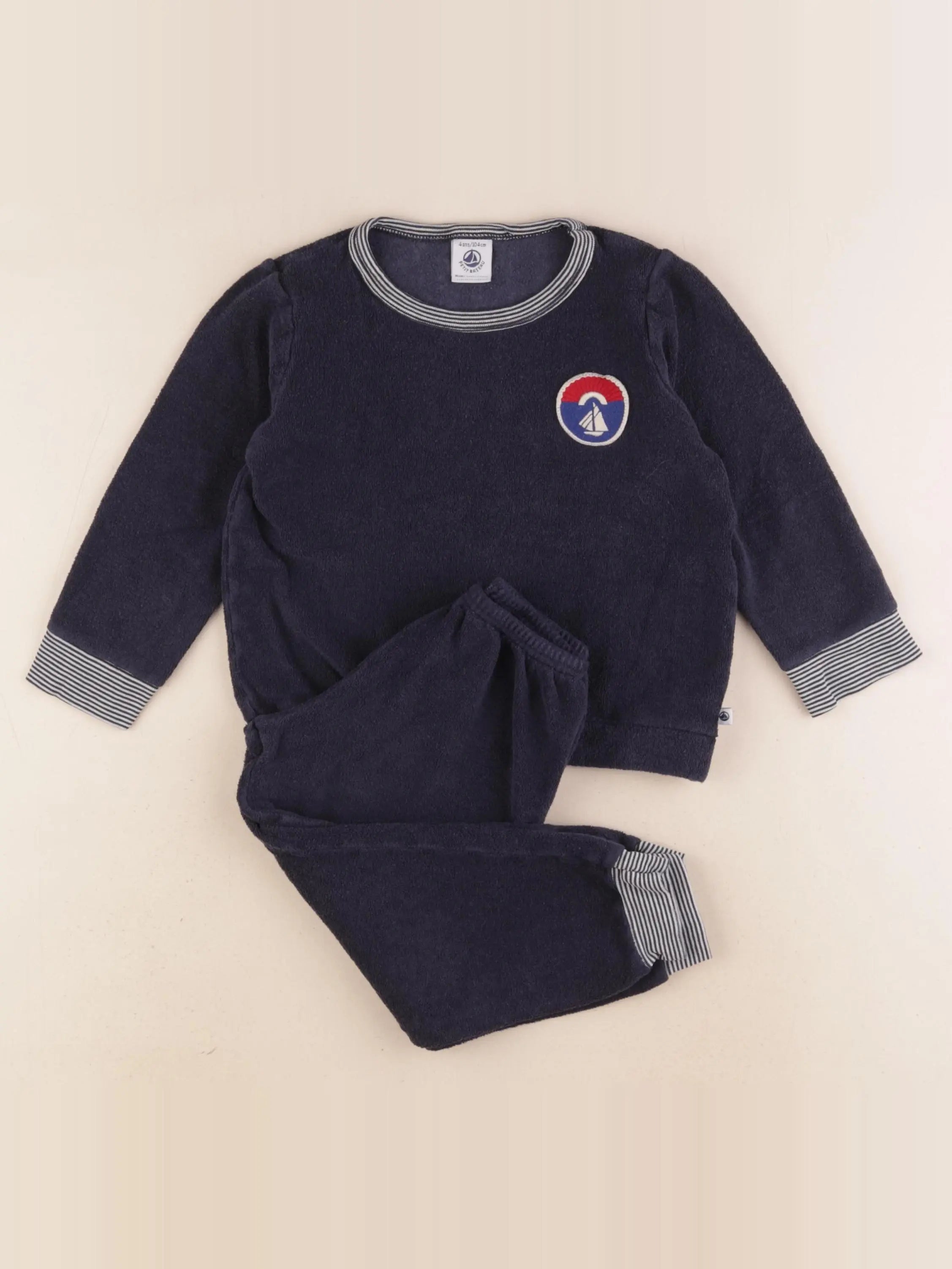 Petit Bateau - pyjama velours bleu - 4 ans