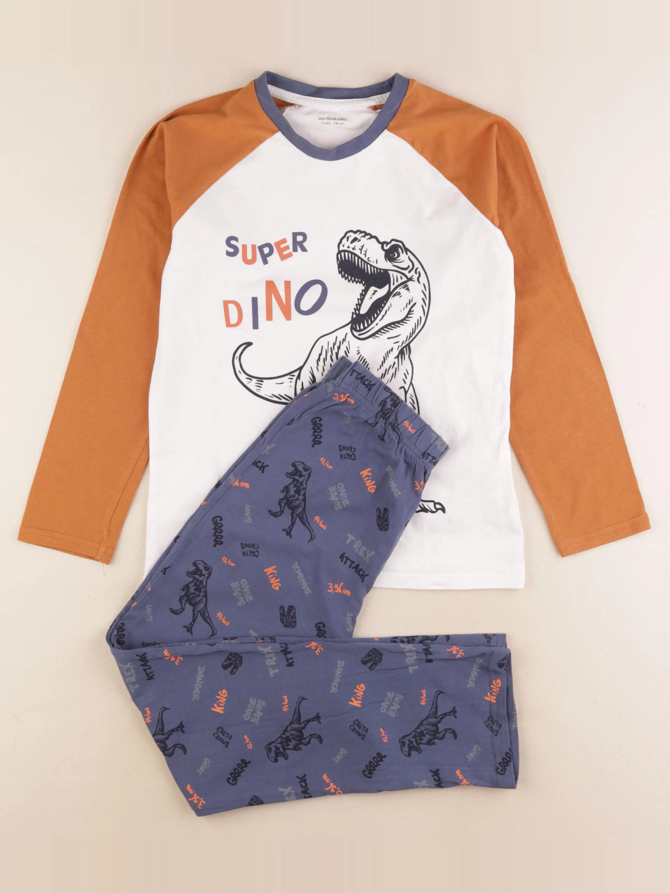 Vertbaudet - pyjama coton bleu, marron - 10 ans