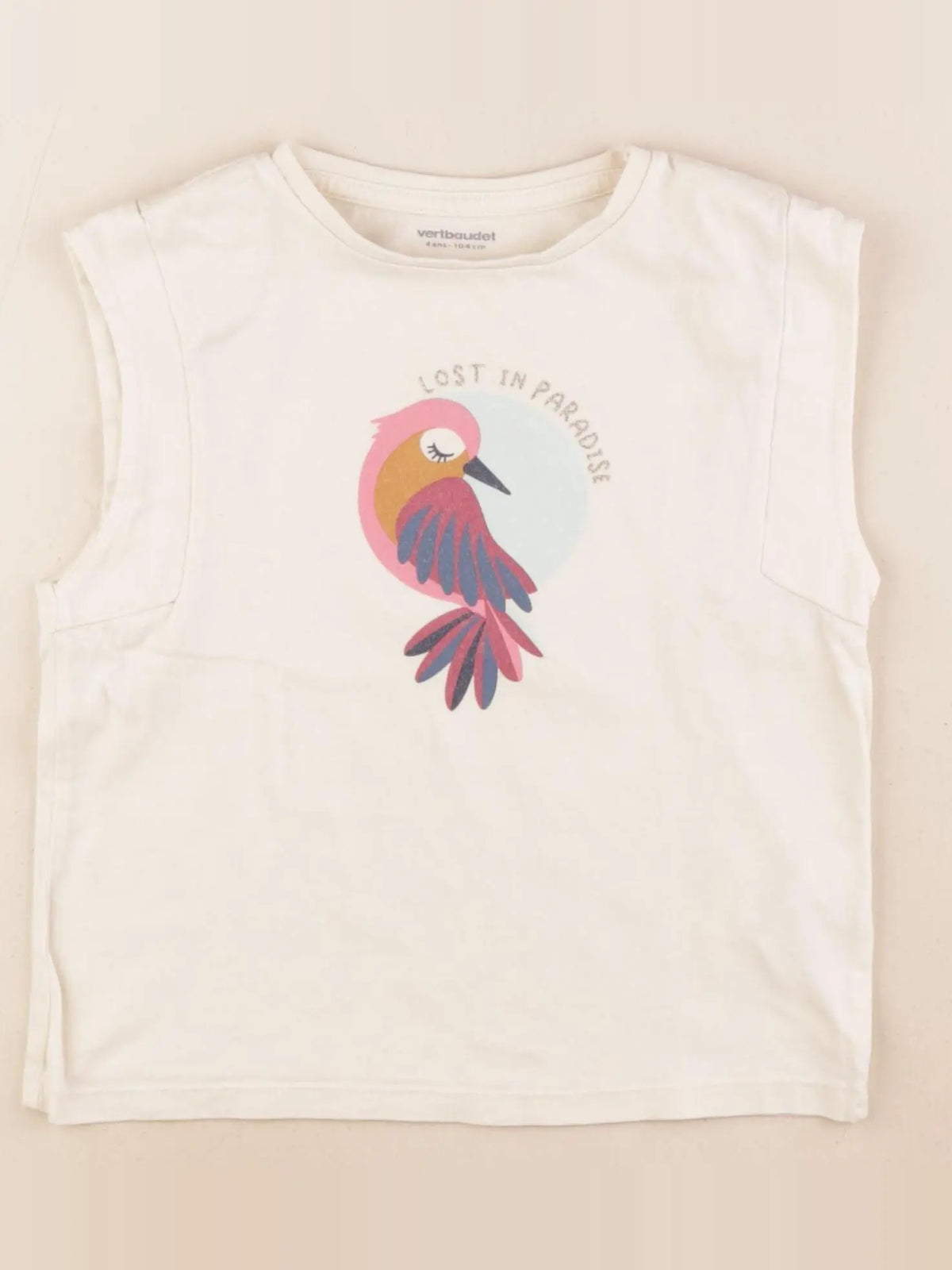 Vertbaudet - tee-shirt beige - 4 ans