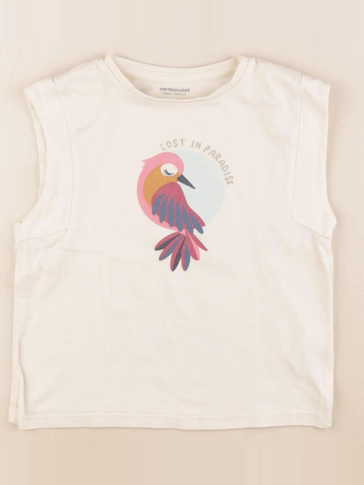 Vertbaudet - tee-shirt beige - 4 ans