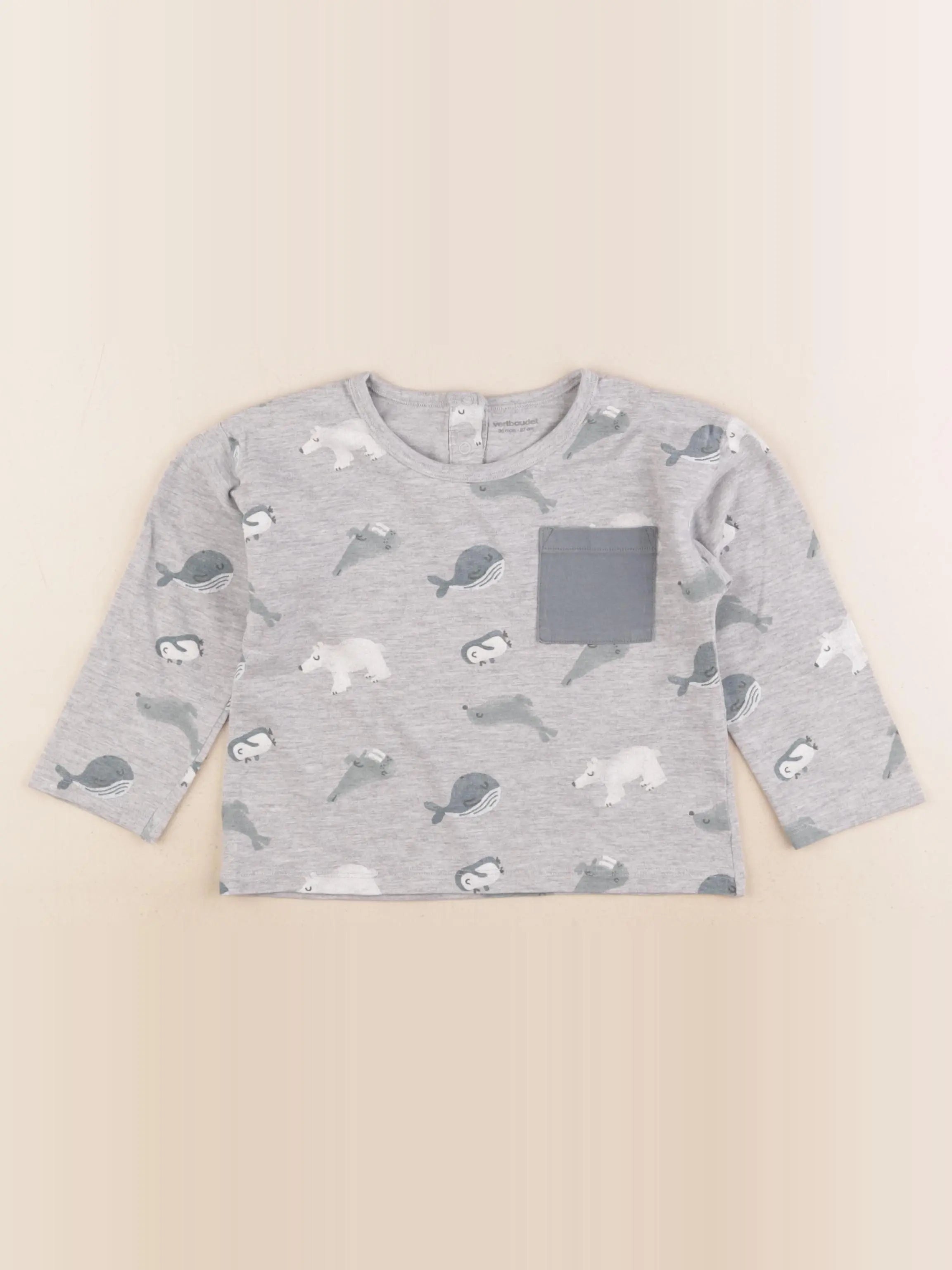 Vertbaudet - tee-shirt gris - 36 mois