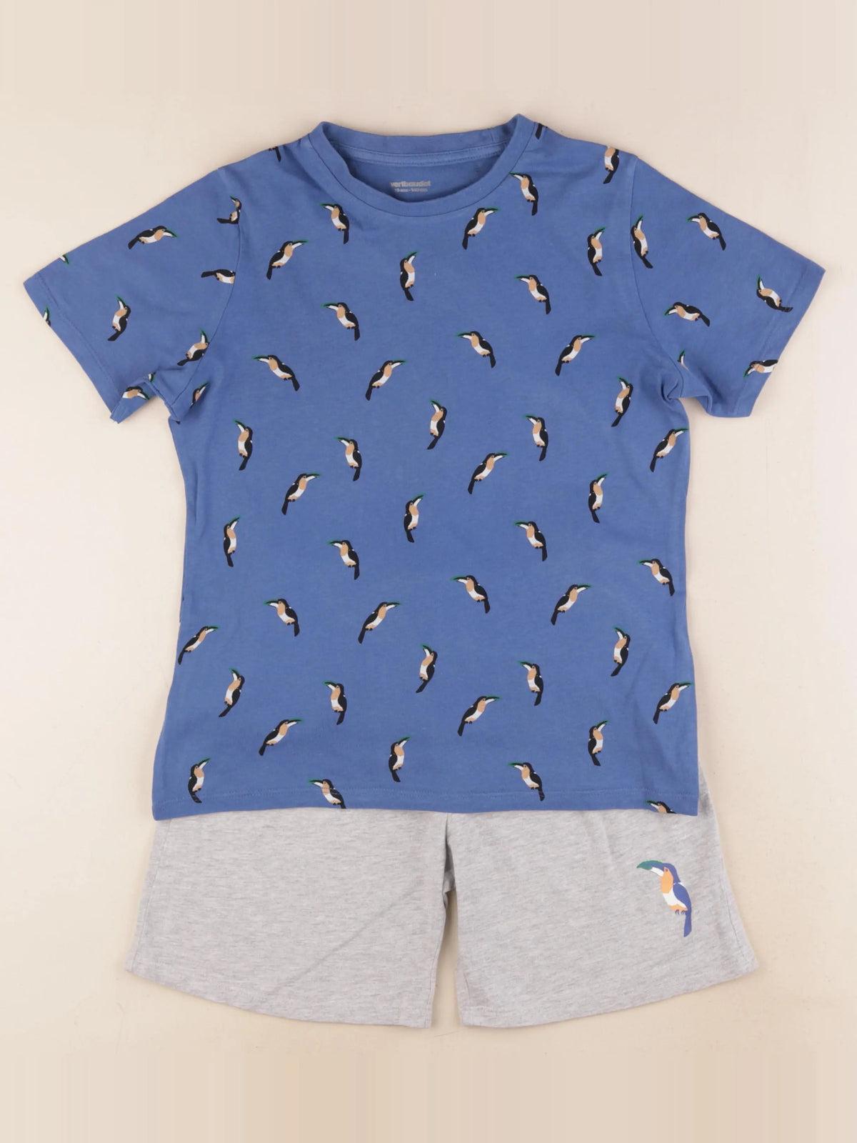 Vertbaudet - pyjama coton gris, bleu - 10 ans
