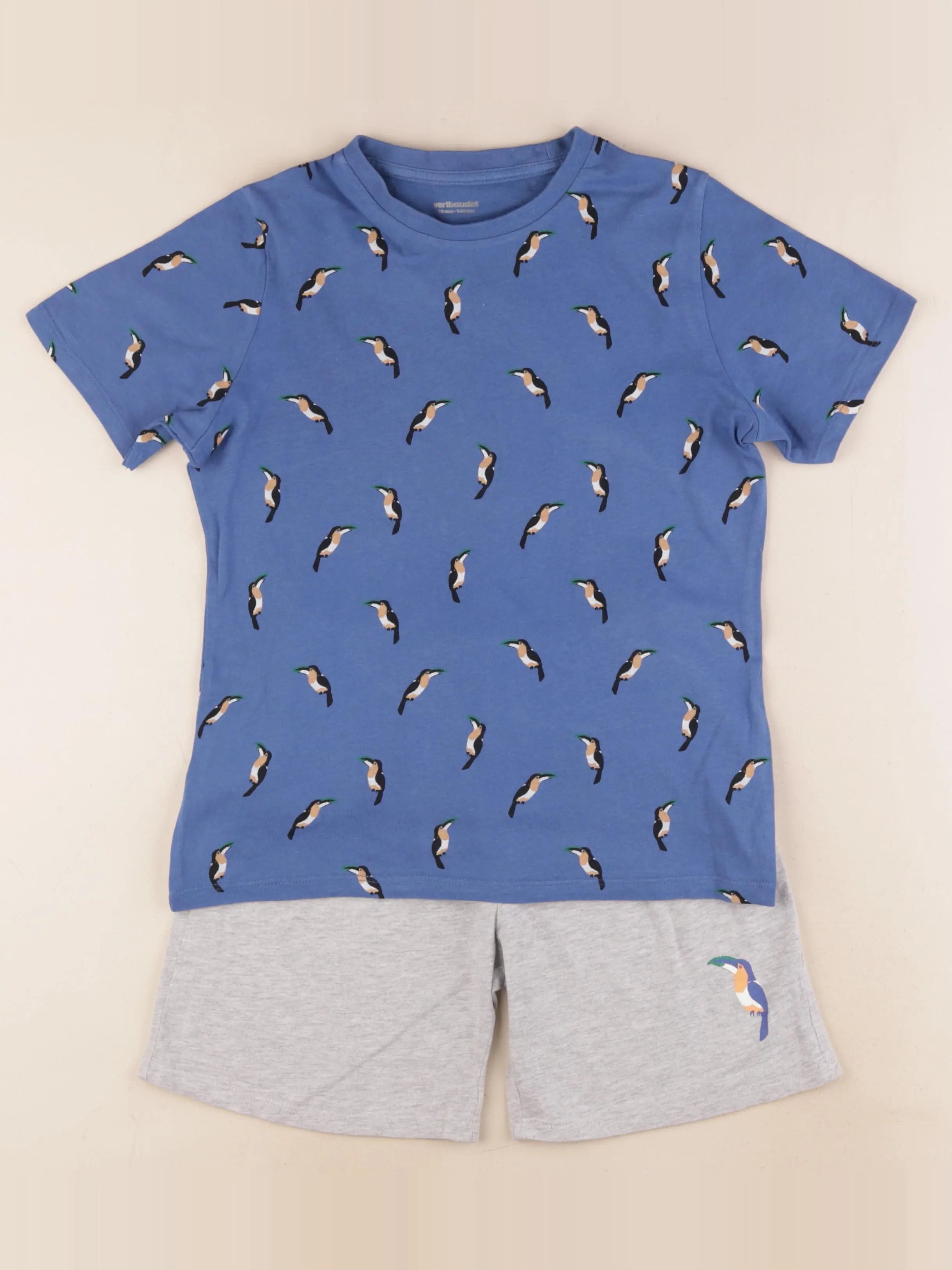 Vertbaudet - pyjama coton gris, bleu - 10 ans