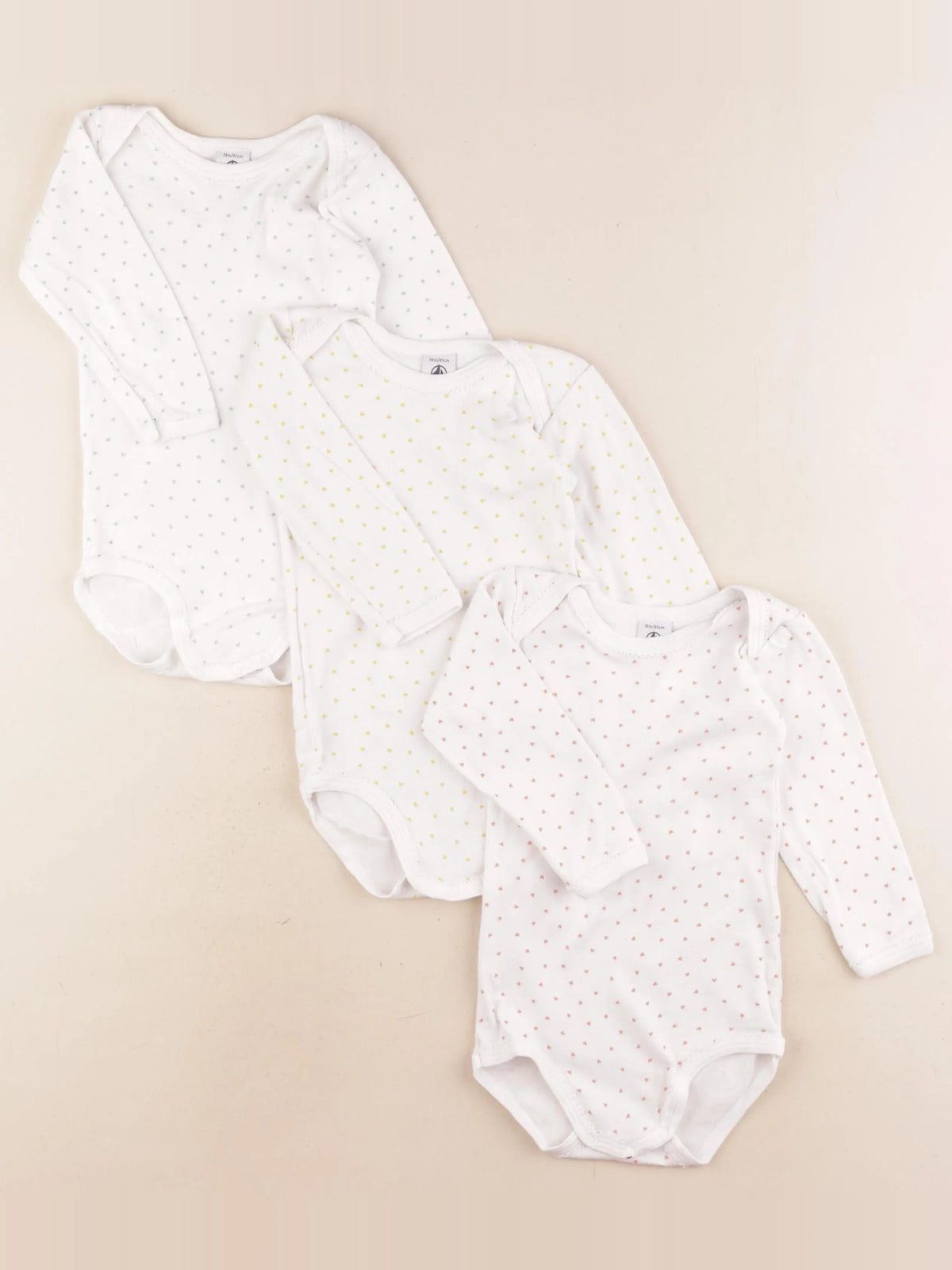 Petit Bateau - lot de 3 bodies en coton multicolore - 18 mois