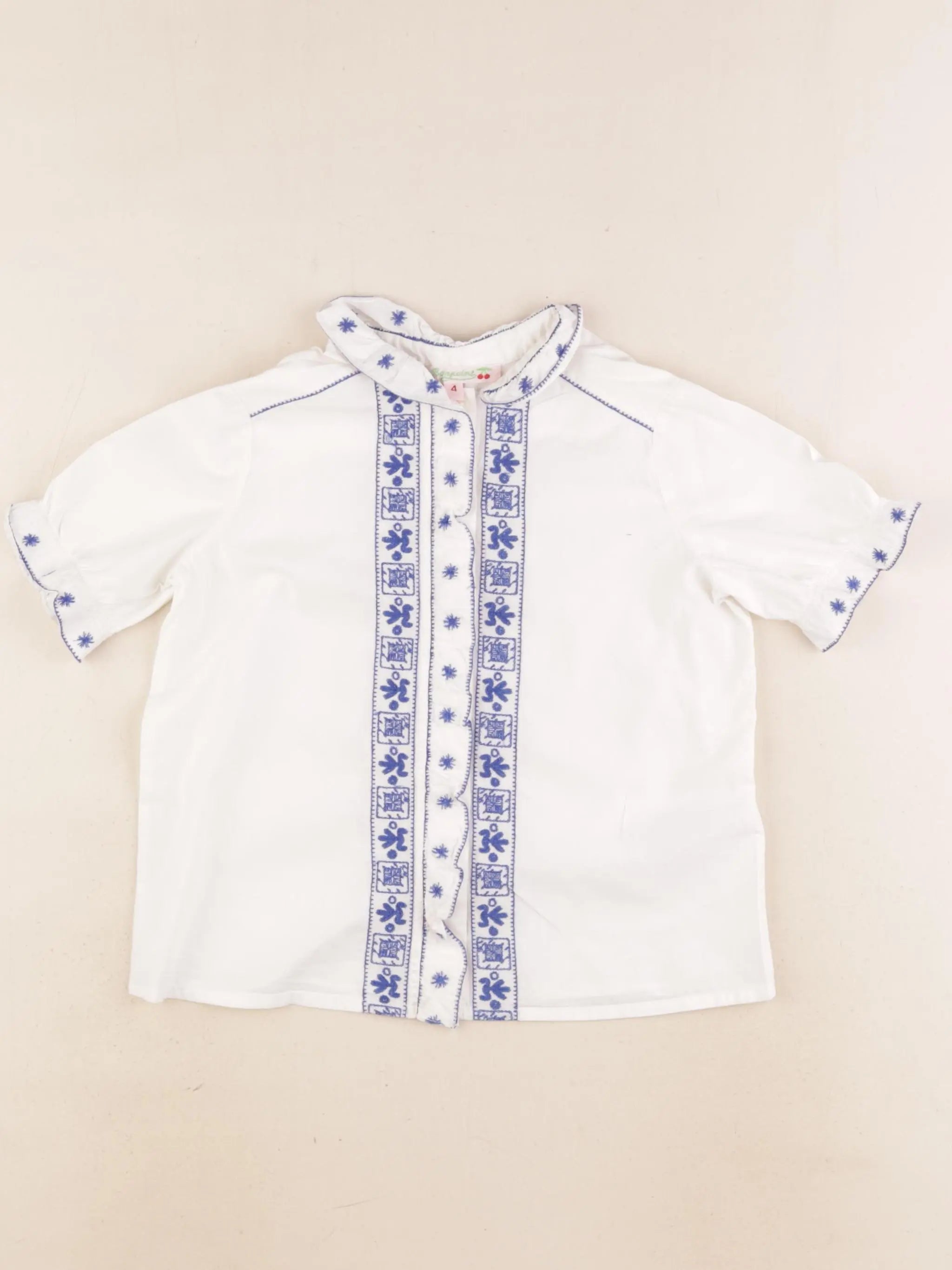 Bonpoint - blouse blanc, bleu - 4 ans