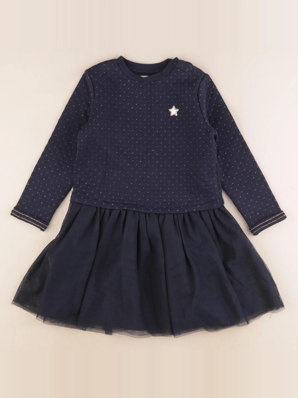 Vertbaudet - robe bleu, or - 6 ans