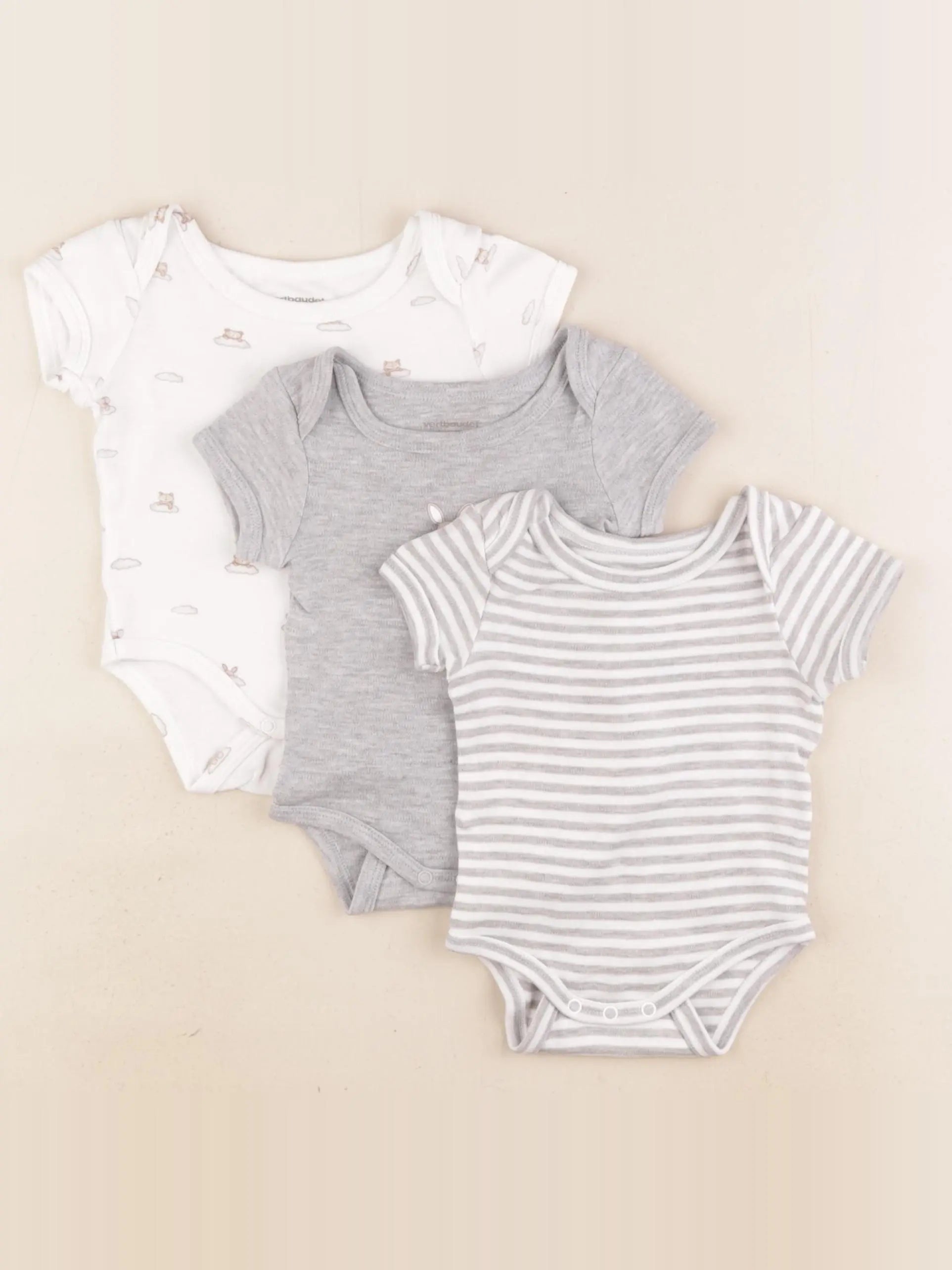 Vertbaudet - lot de 3 bodies en coton multicolore - 3 mois