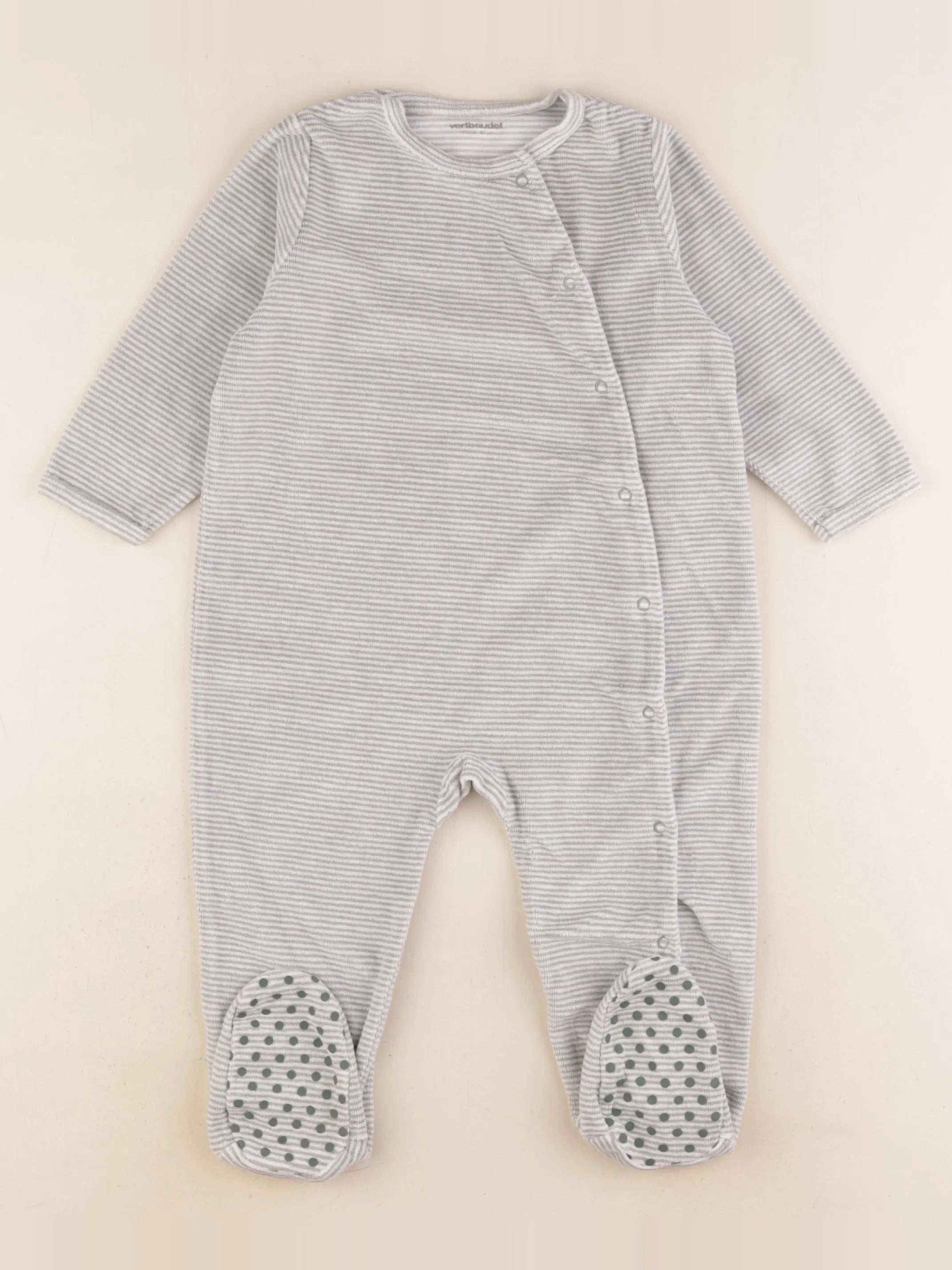 Vertbaudet - pyjama velours blanc, vert - 18 mois