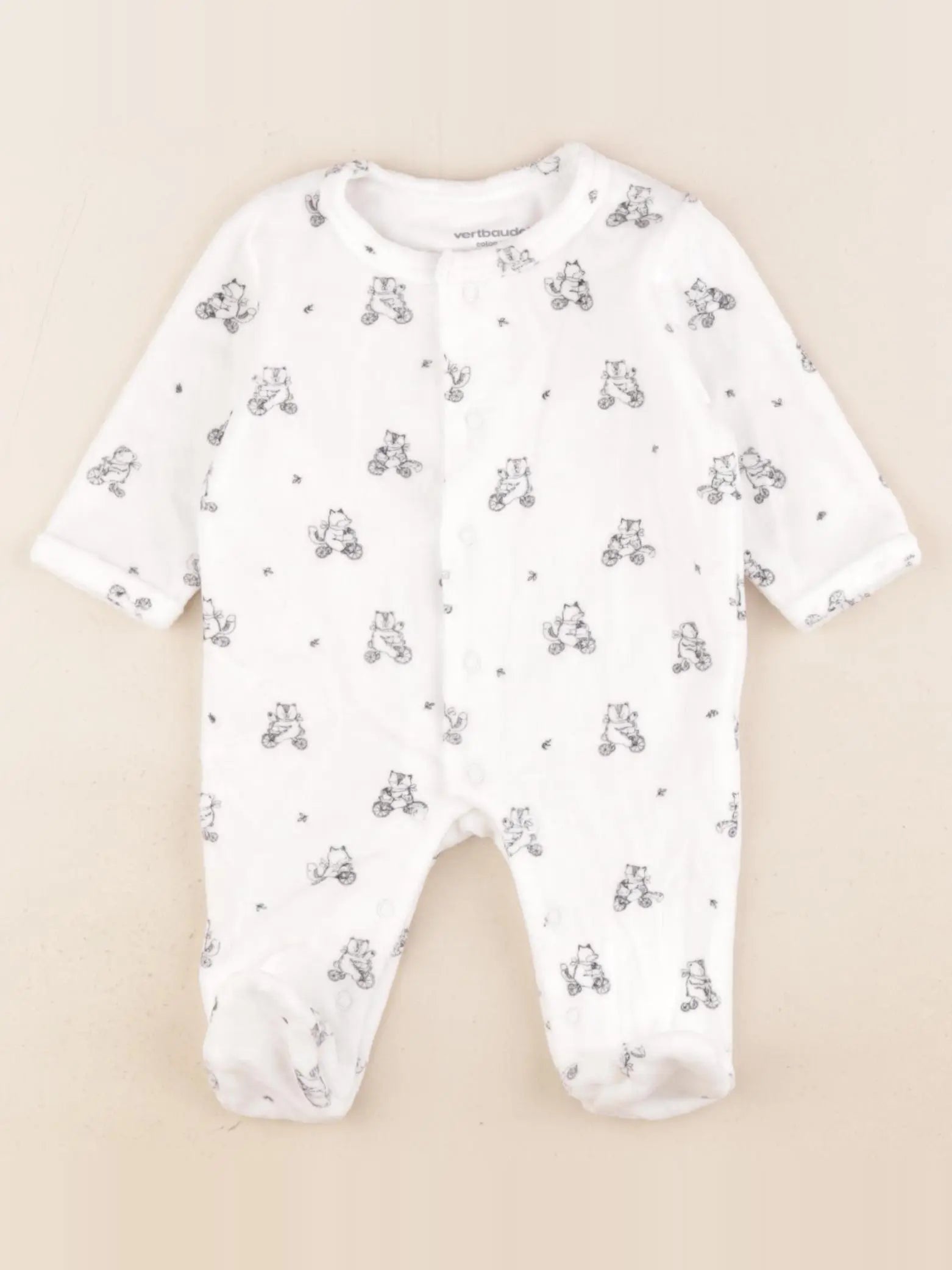 Vertbaudet - pyjama velours blanc - 1 mois