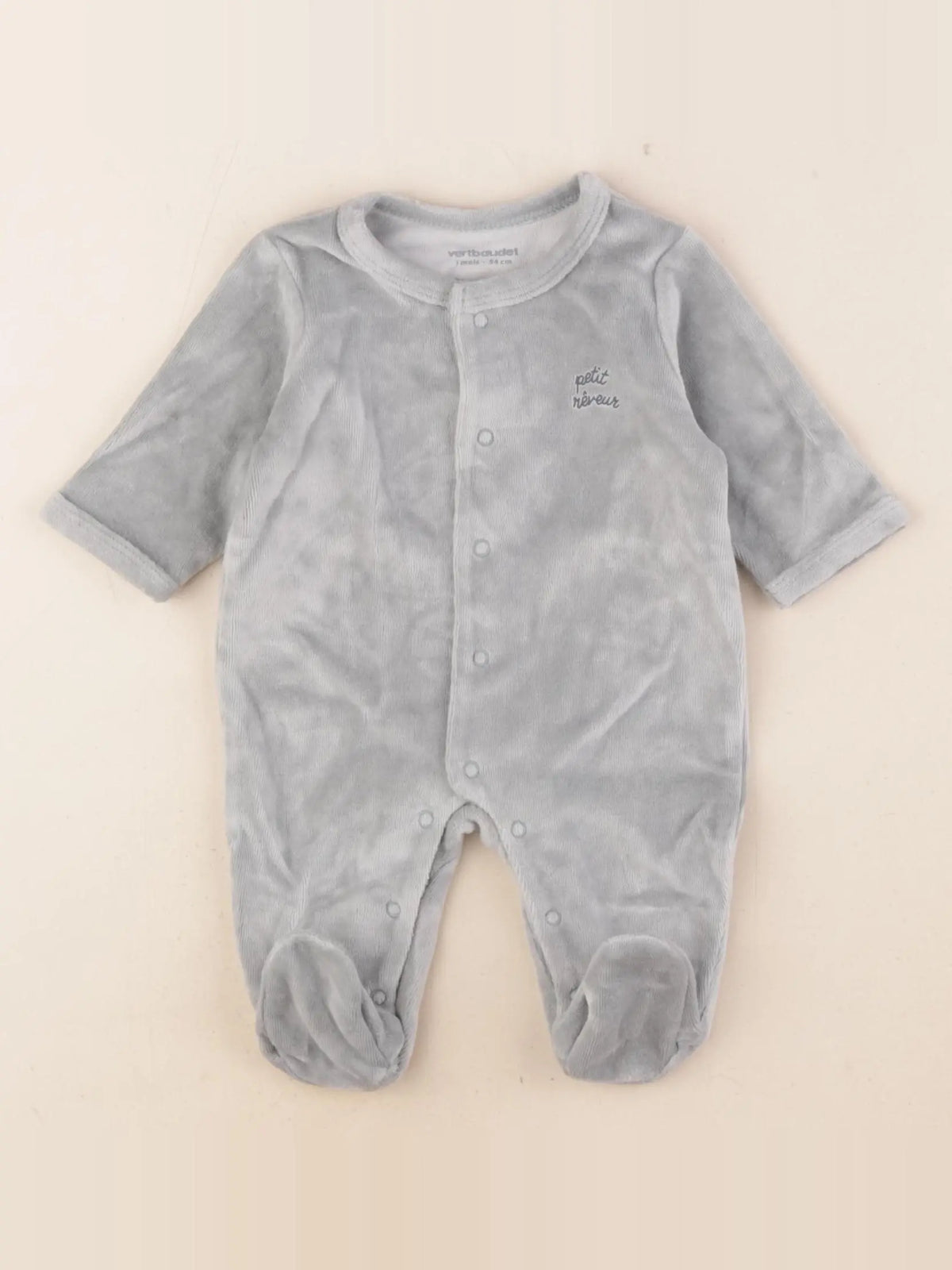 Vertbaudet - pyjama velours vert - 1 mois