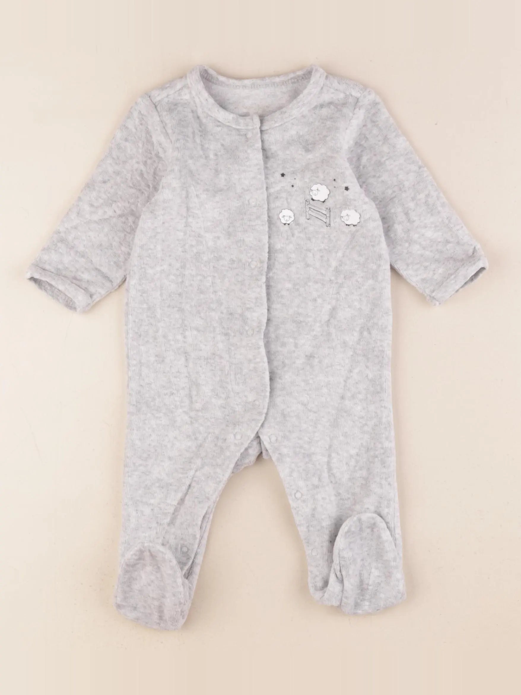 Vertbaudet - pyjama velours gris - 3 mois