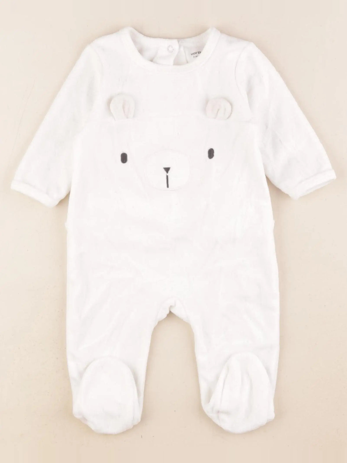 Vertbaudet - pyjama velours blanc - 3 mois