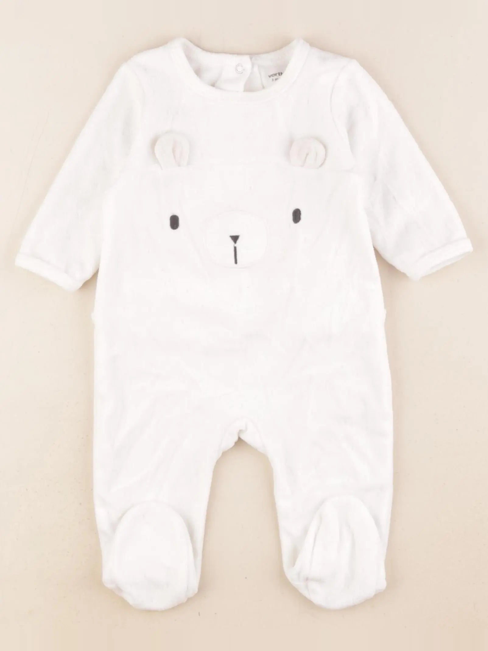 Vertbaudet - pyjama velours blanc - 3 mois