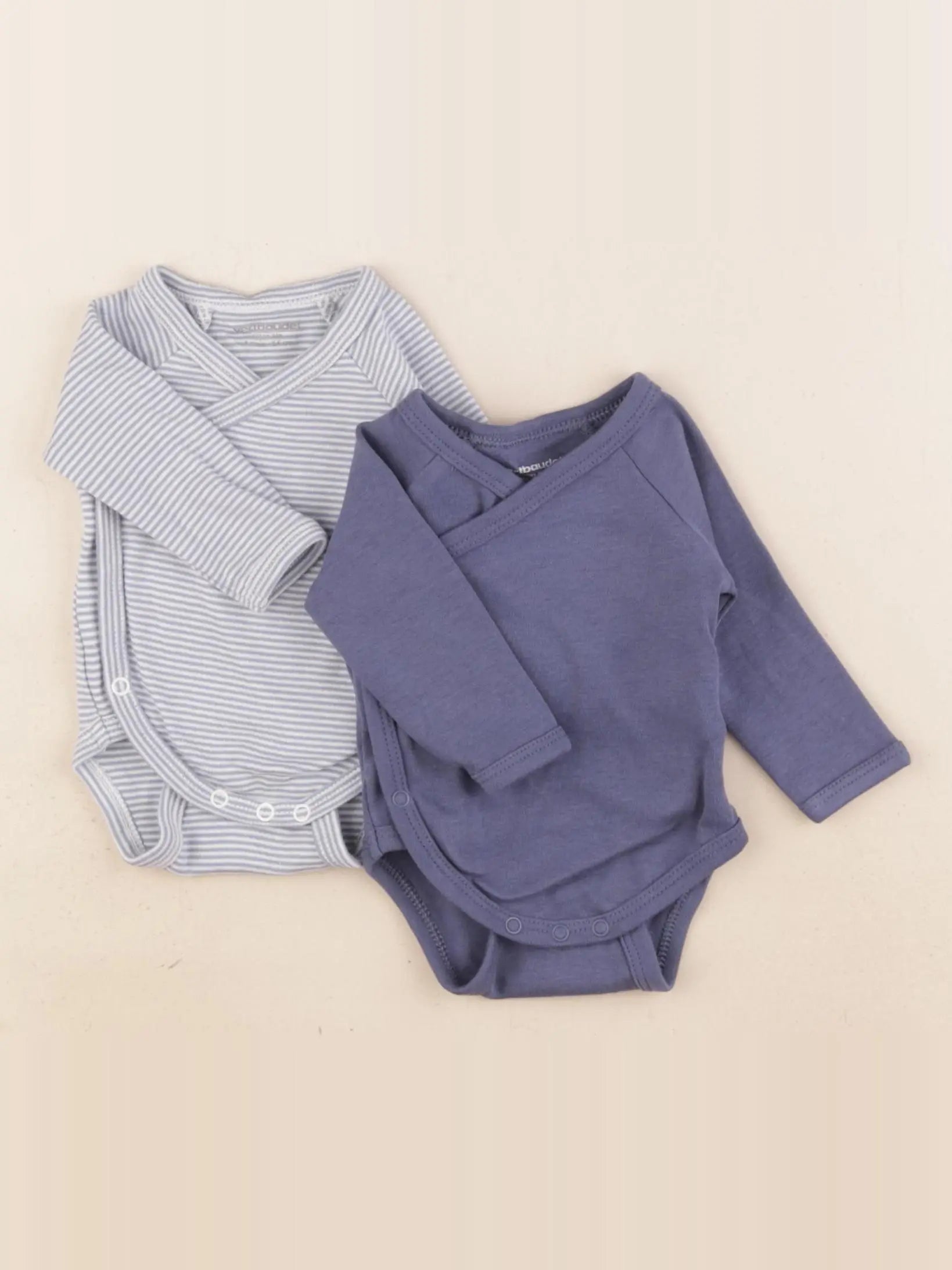 Vertbaudet - lot de 2 bodies en coton bleu - 1 mois