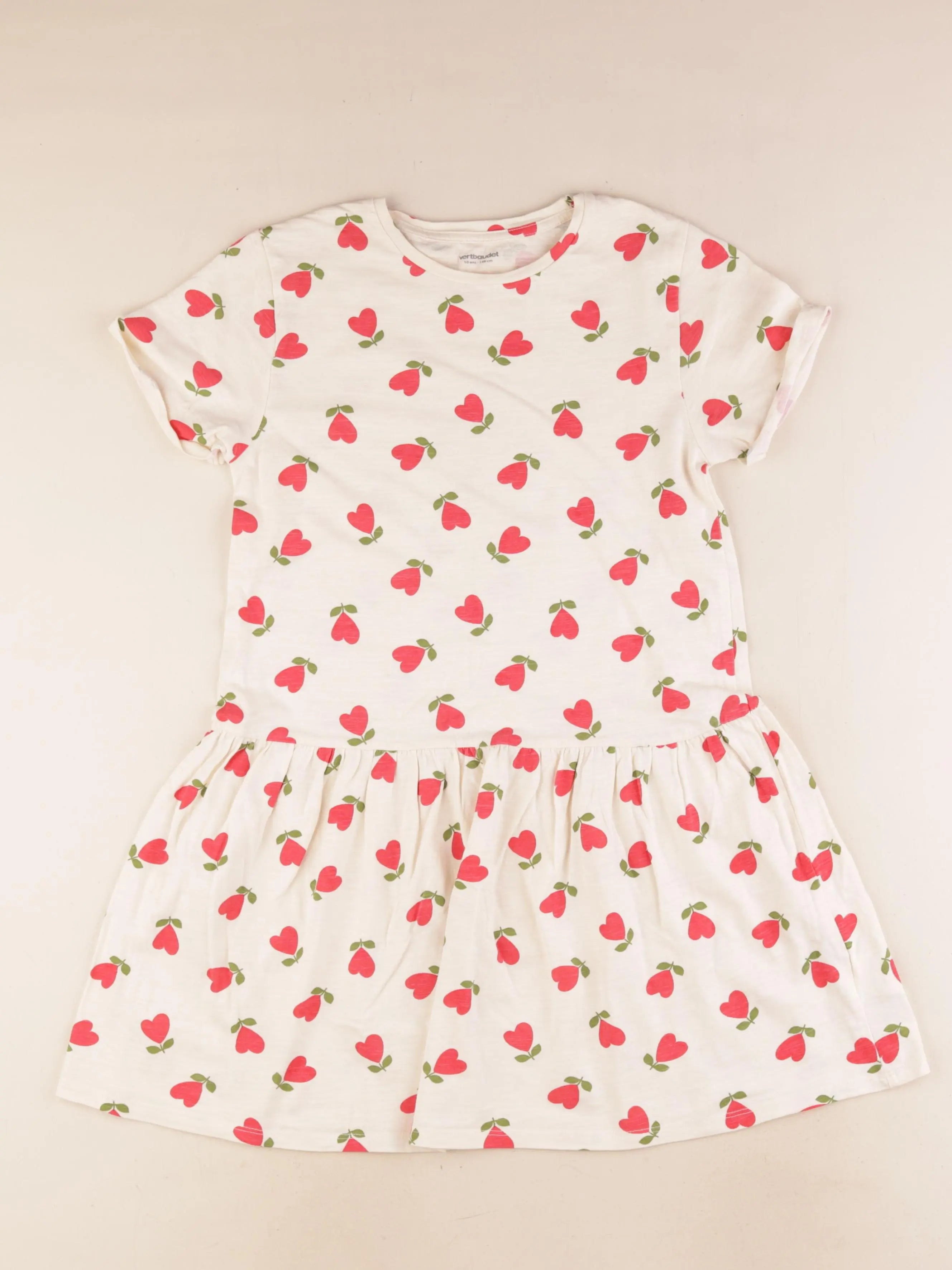 Vertbaudet - robe beige, rouge - 10 ans