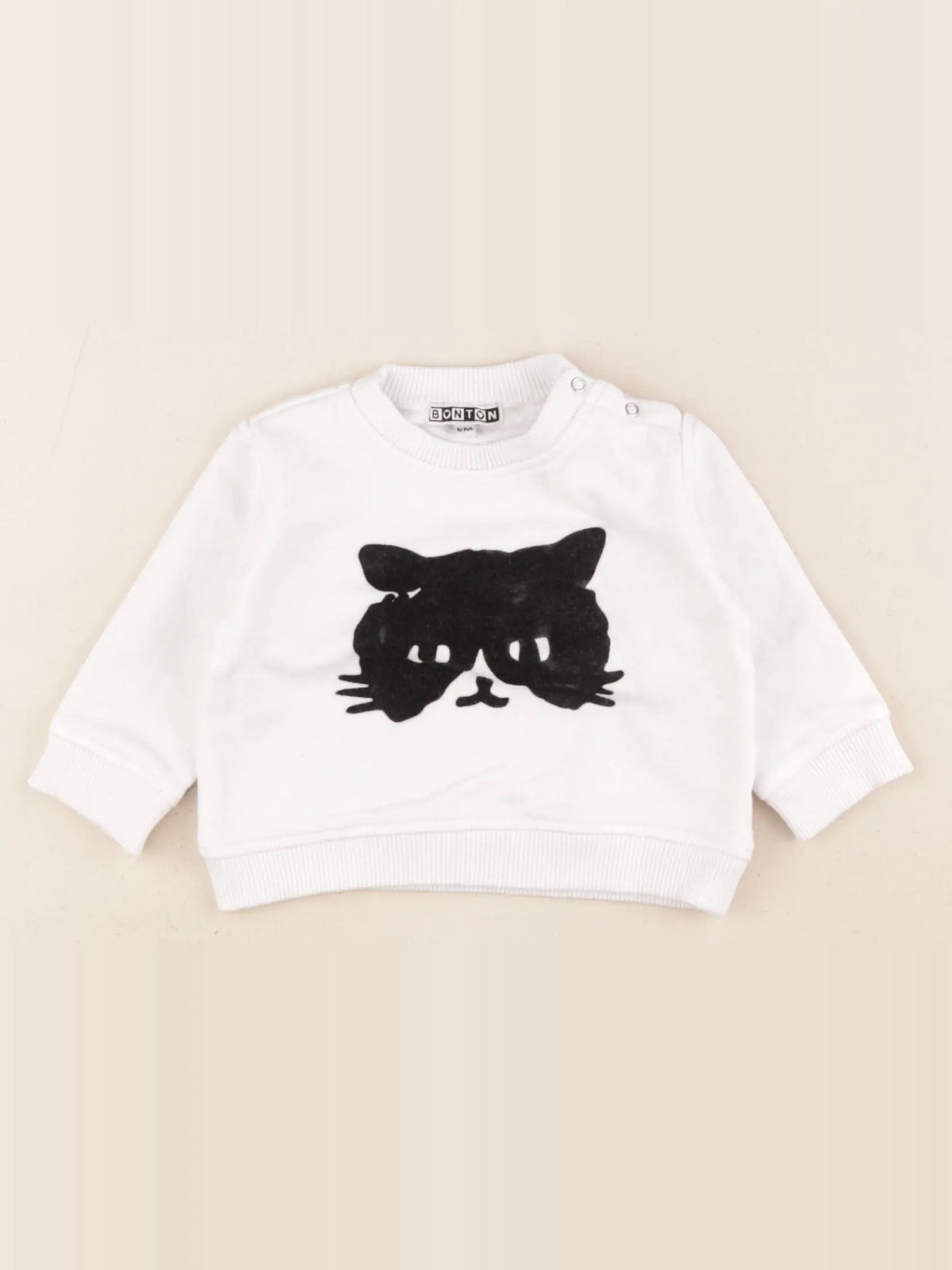 Bonton - sweat blanc, noir - 6 mois
