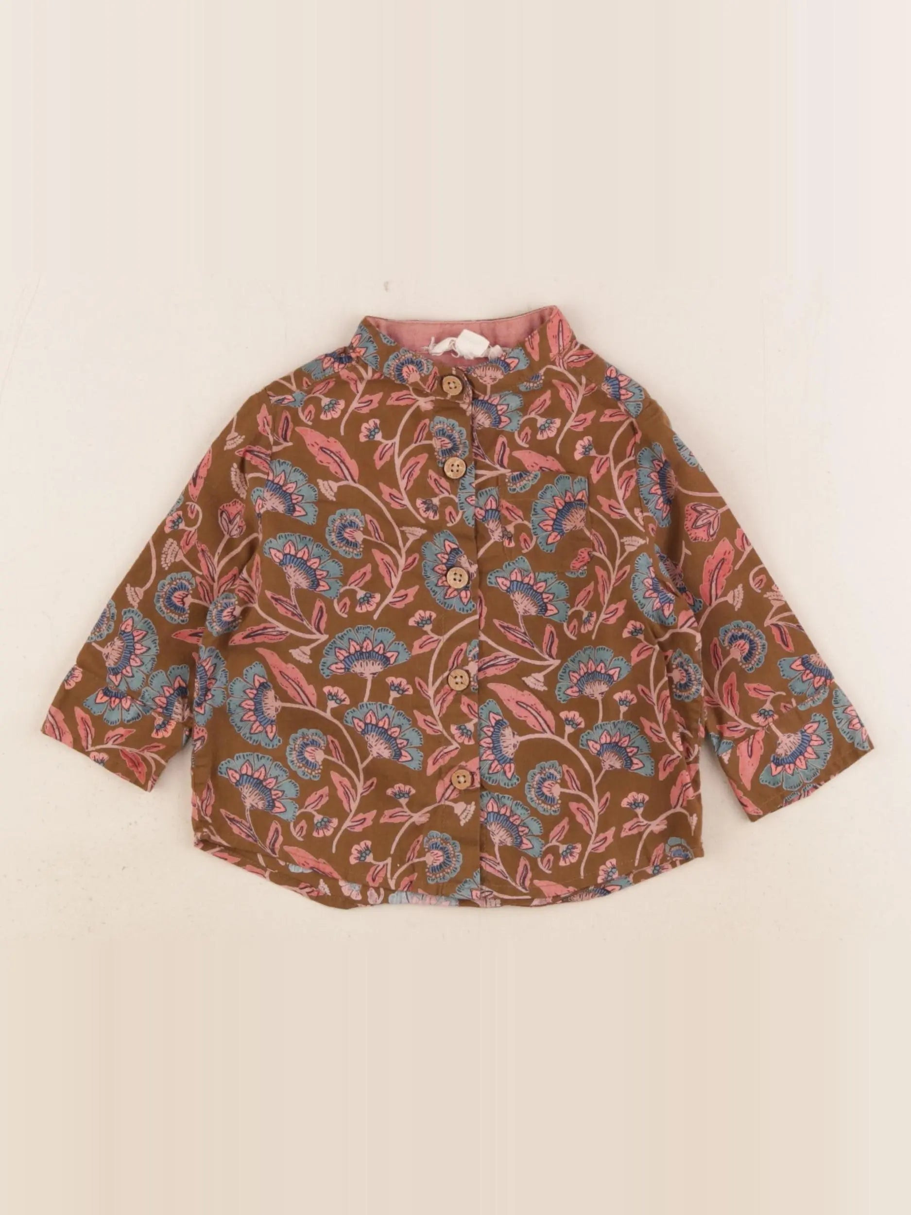 Louise Misha - chemise marron, rose - 6 mois