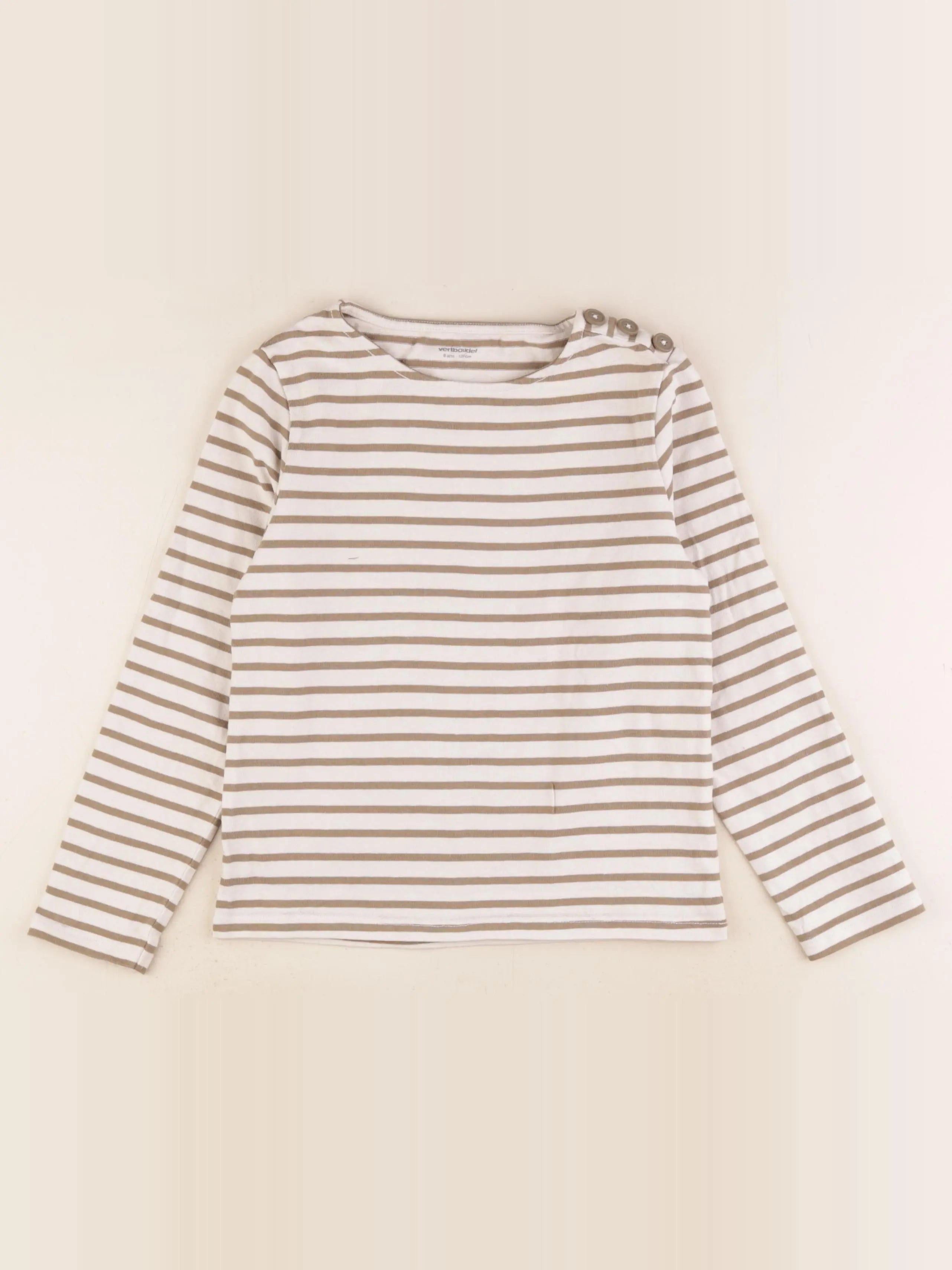 Vertbaudet - tee-shirt beige, vert - 8 ans