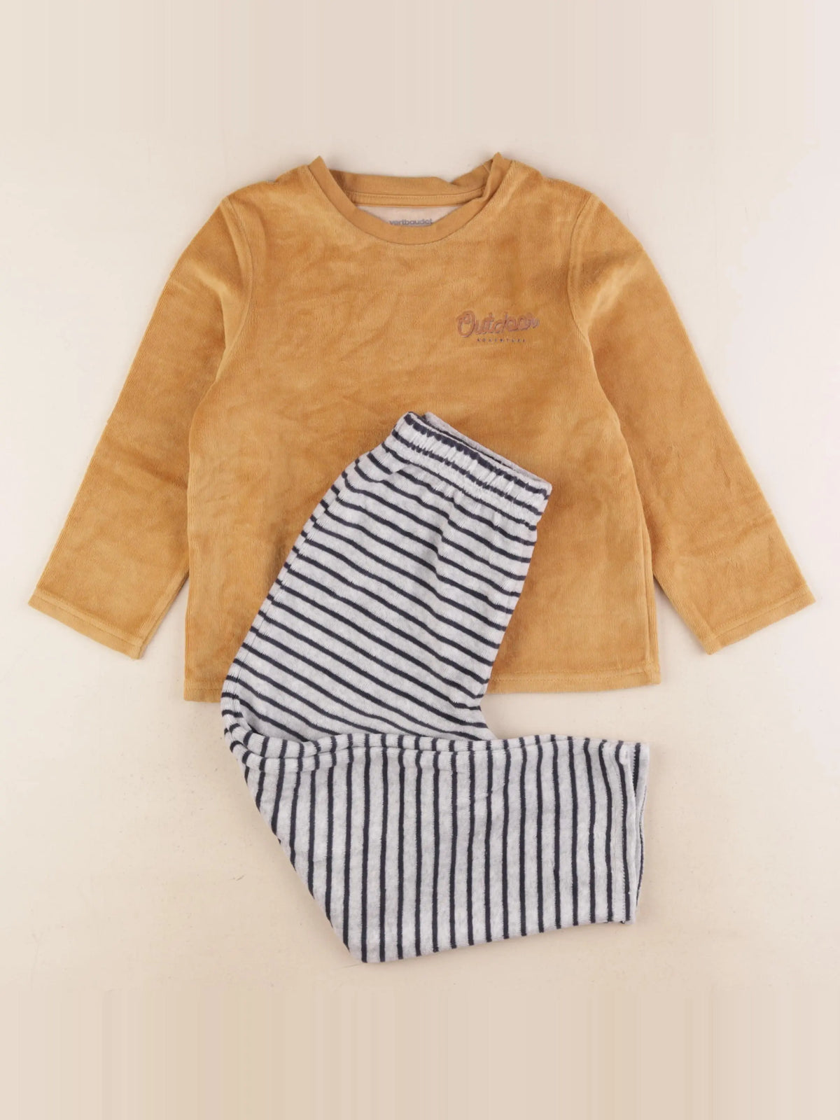 Vertbaudet - pyjama velours gris, jaune - 5 ans